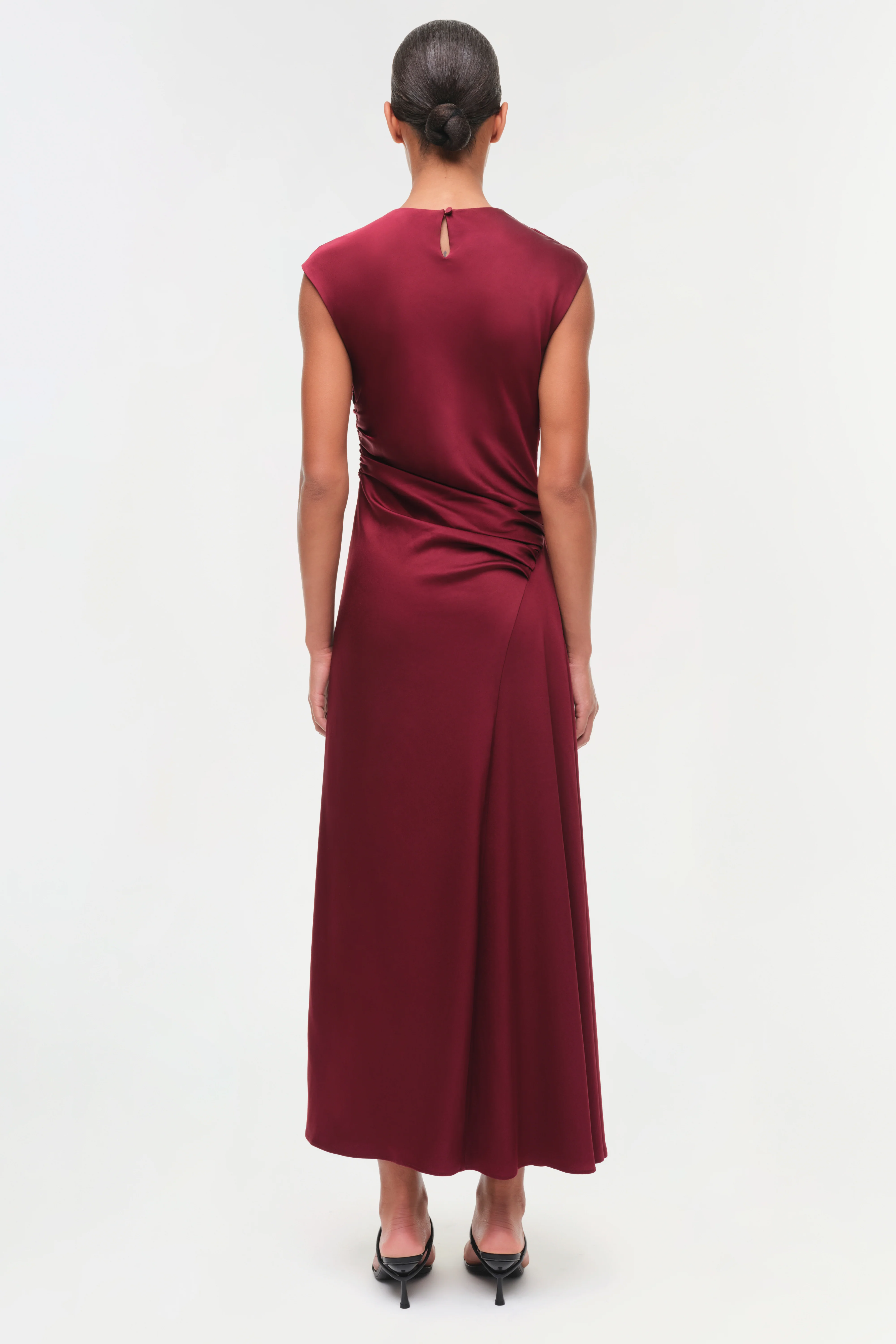 Burke Draped Satin Midi Dress - Image 5