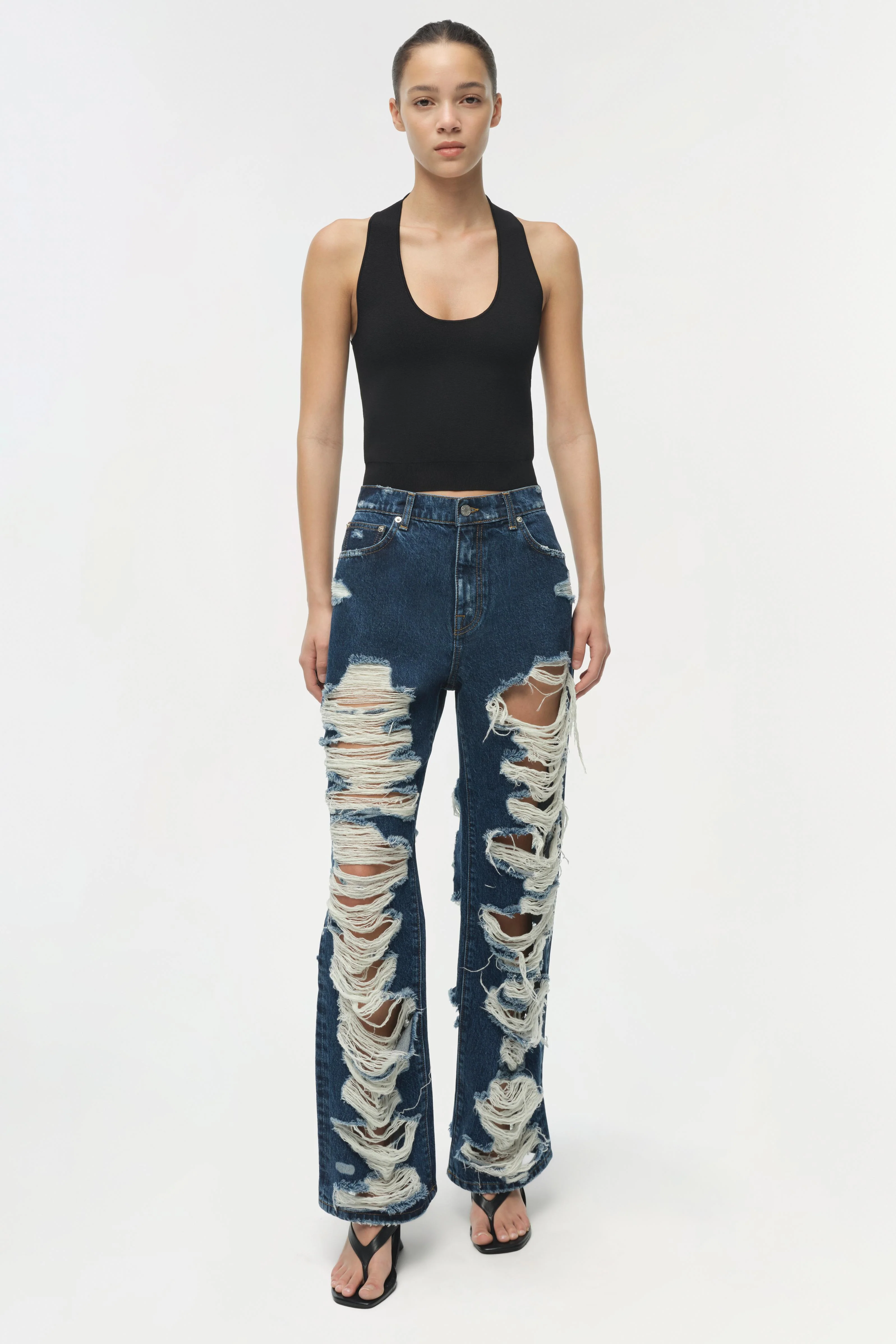 Erie High Waist Distressed Denim Pant - Image 3