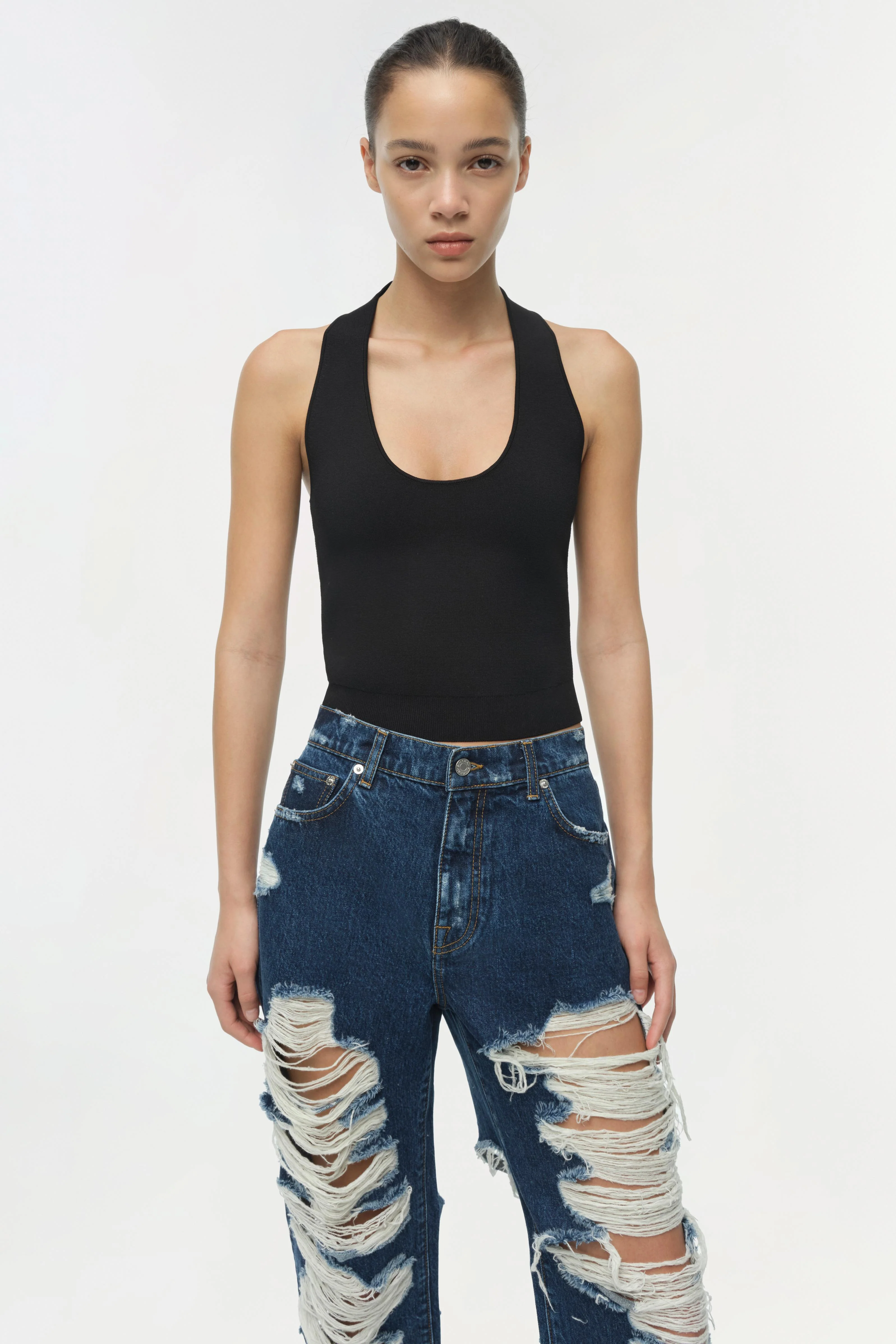Erie High Waist Distressed Denim Pant - Image 4