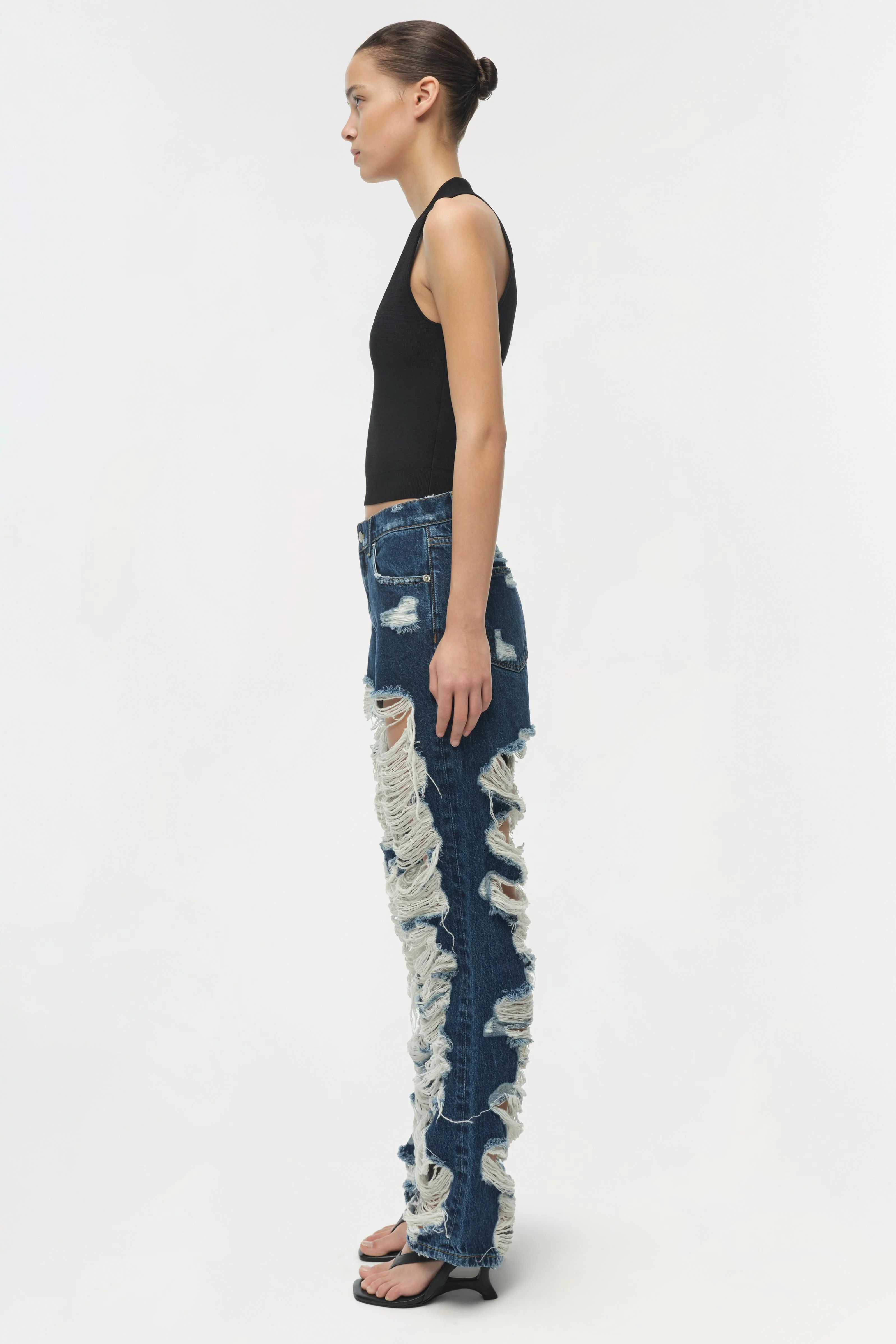 Erie High Waist Distressed Denim Pant - Image 5