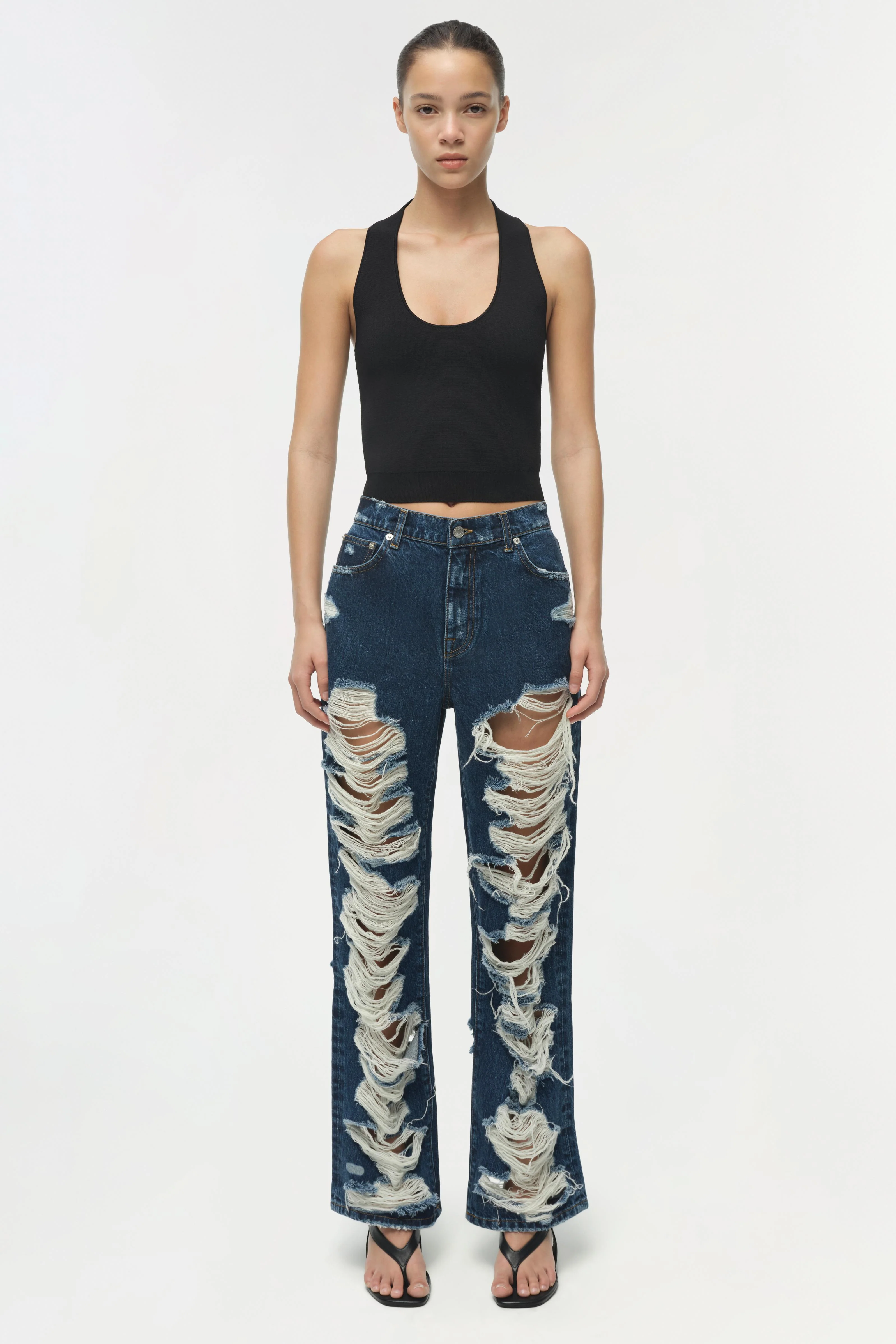 Erie High Waist Distressed Denim Pant - Image 7