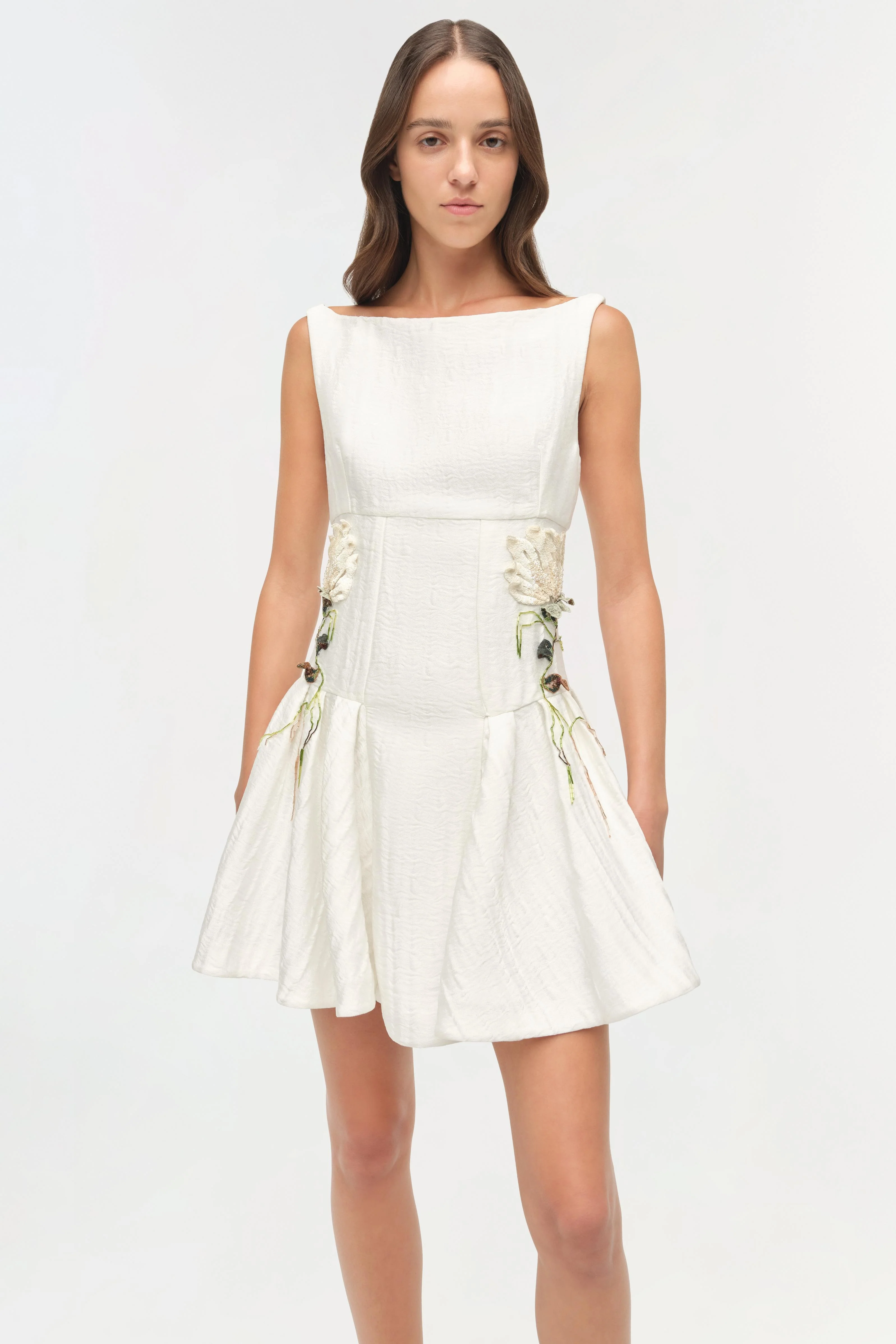 Calilly Floral Jacquard Mini Dress - Image 3
