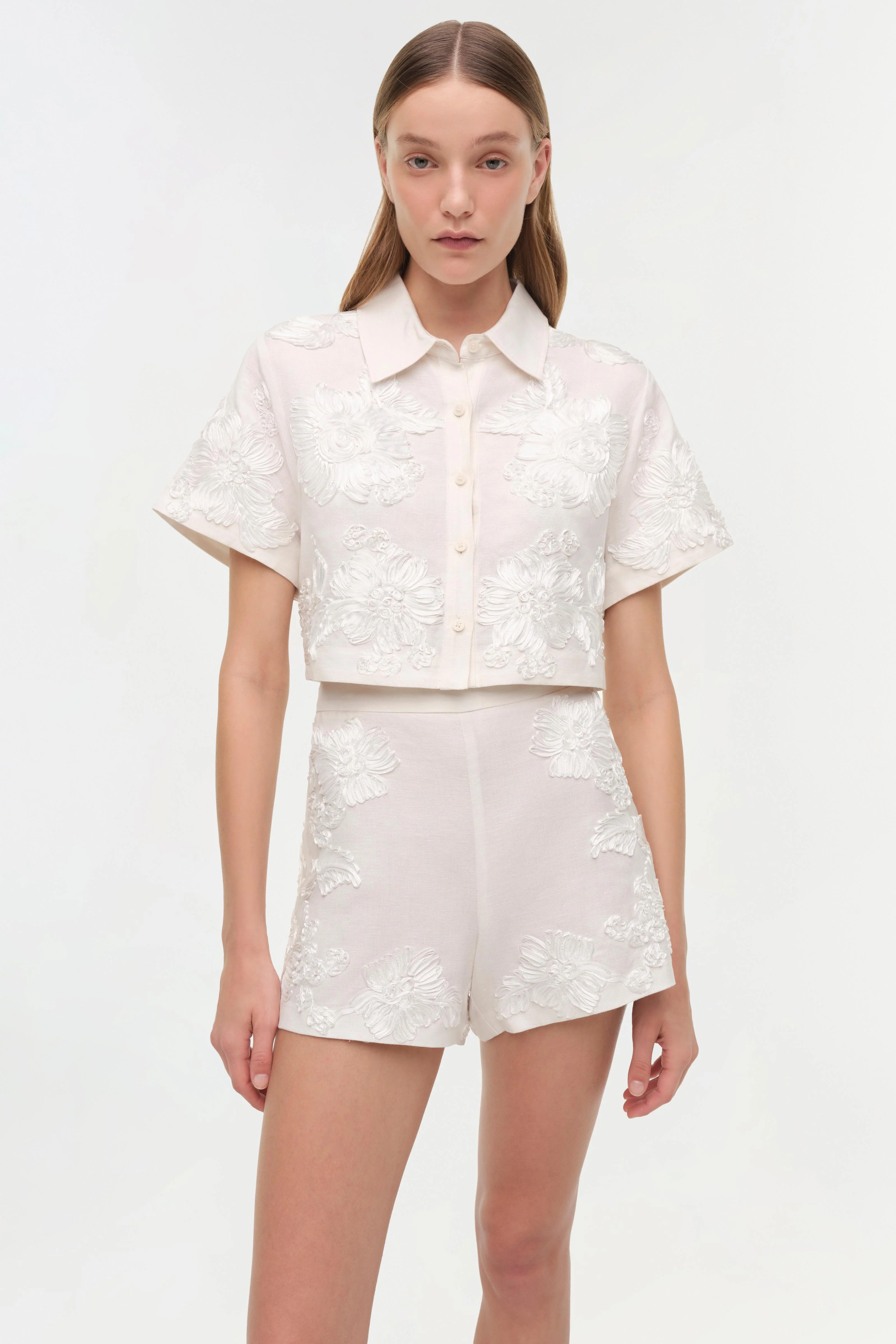 Callie Soutache Linen Camp Shirt - Image 3
