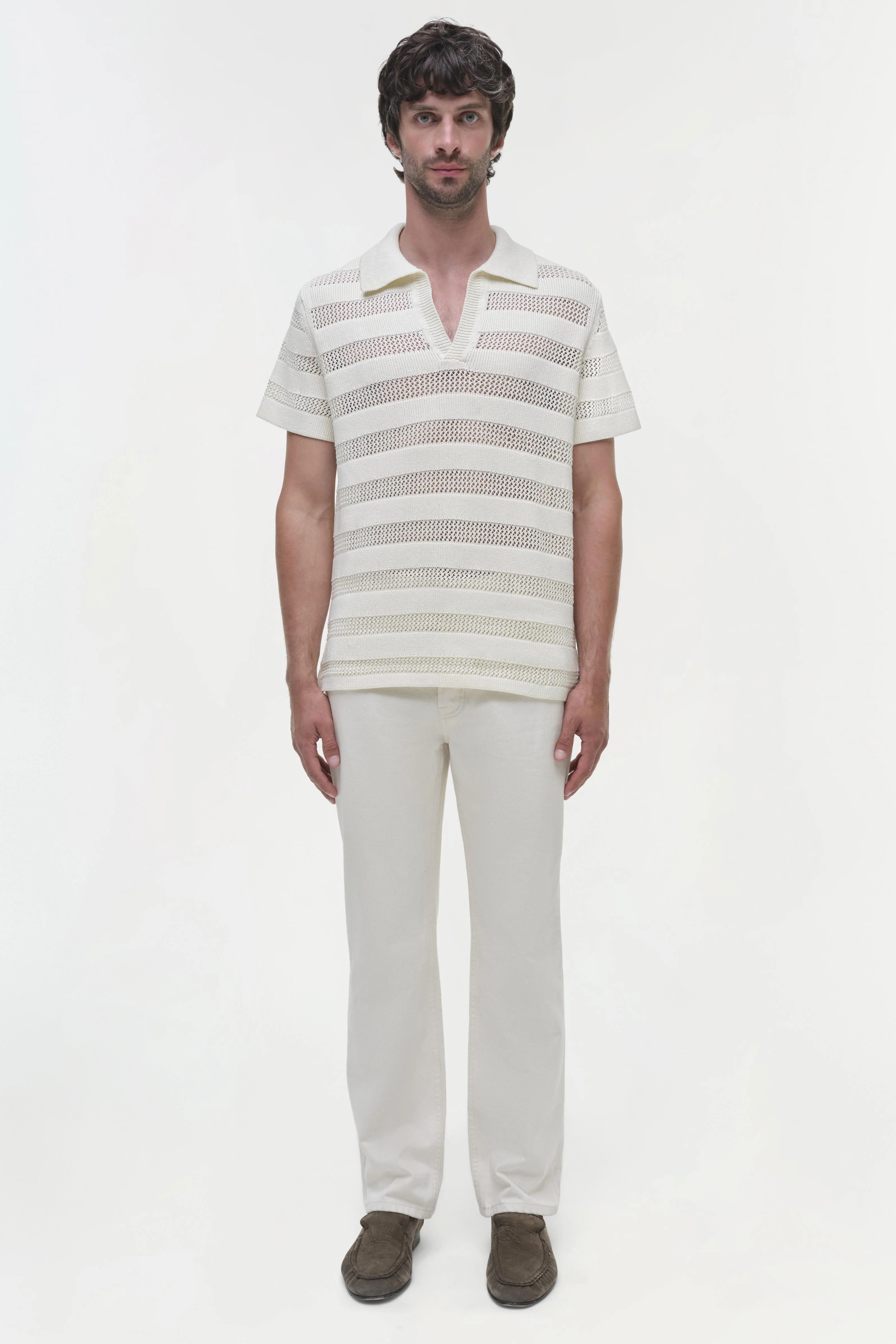 Calvin Striped Mesh Polo - Image 6