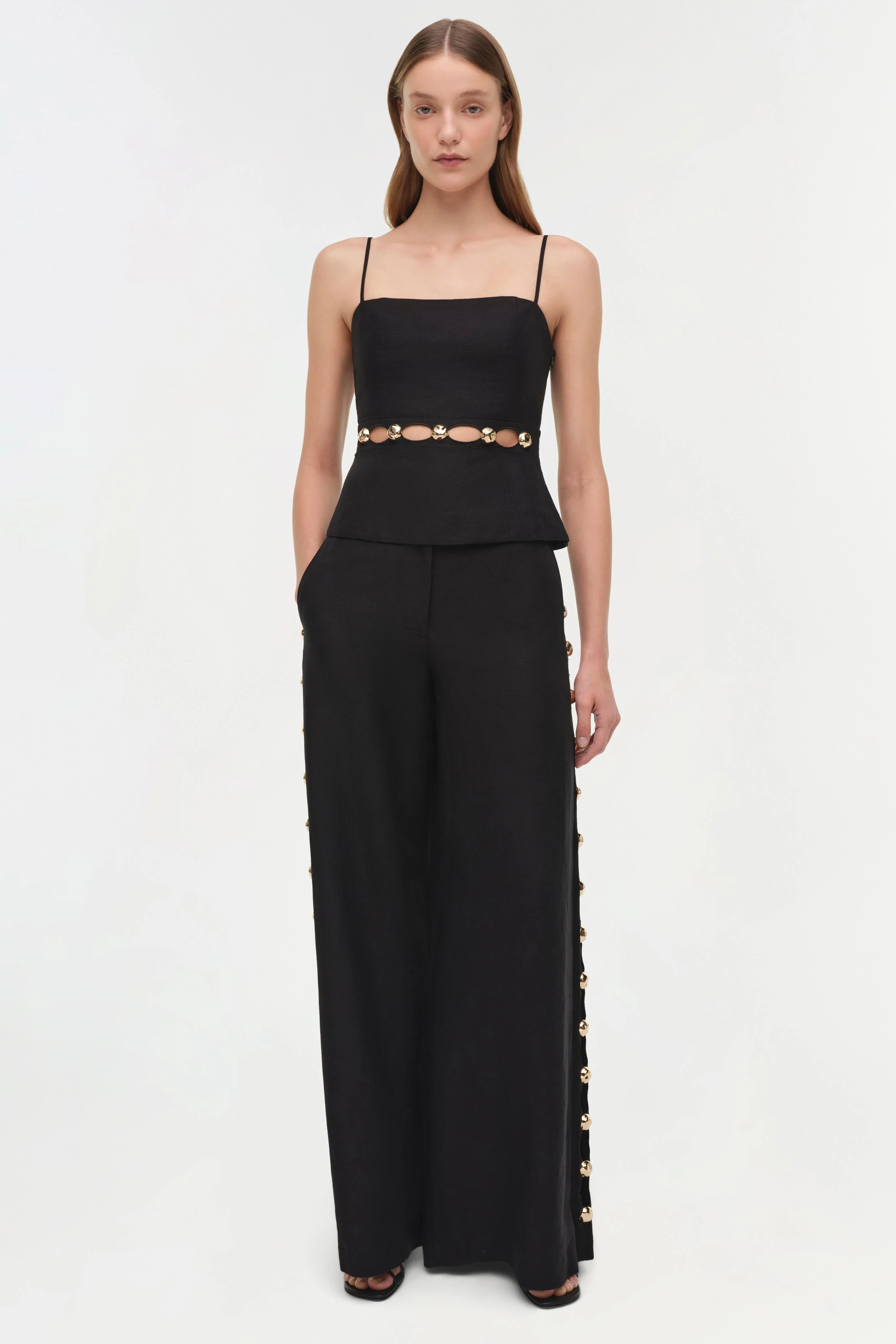Cayman Studded Linen Wide Leg Pant - Image 3