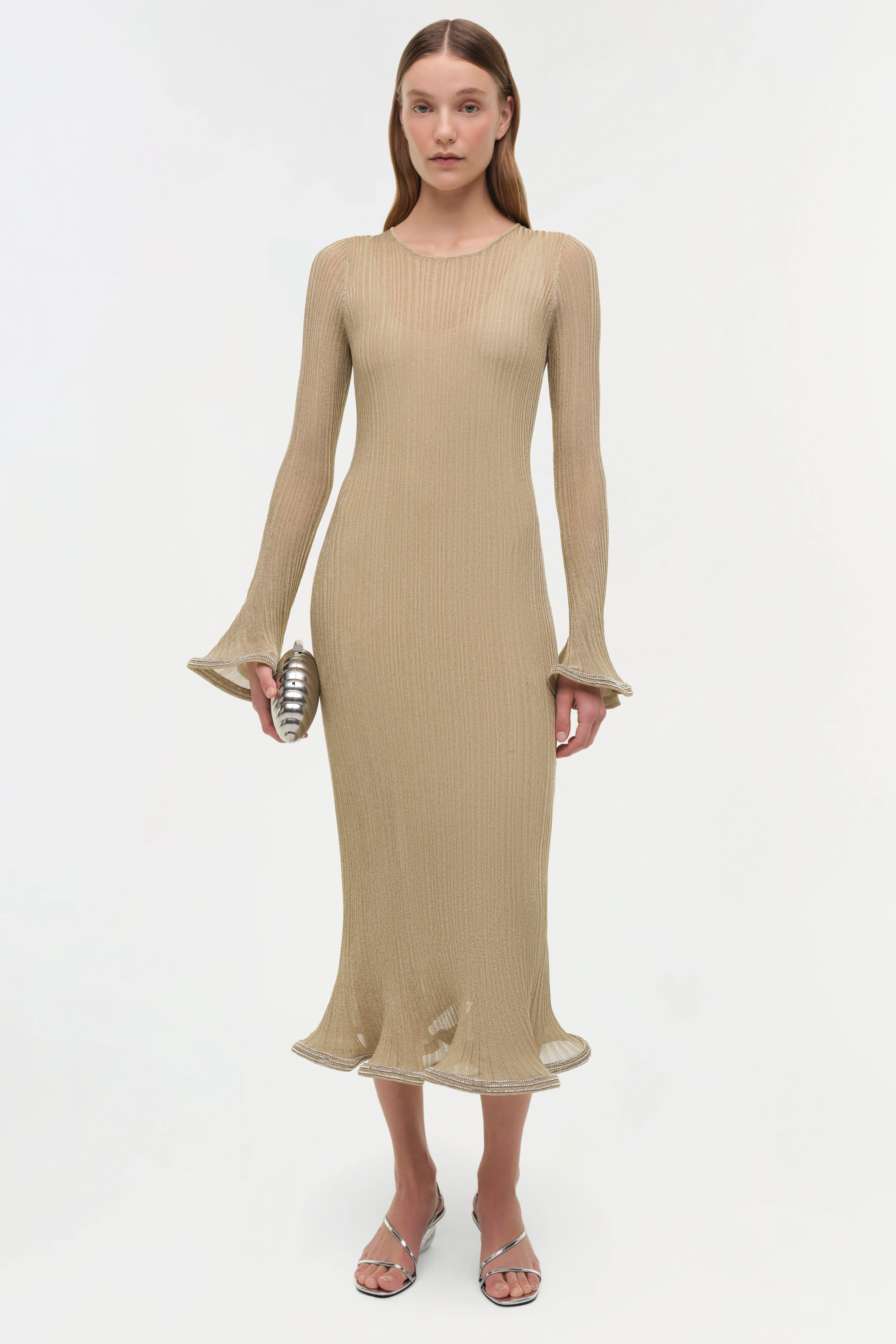 Chessie Metallic Plisse Midi Dress - Image 2