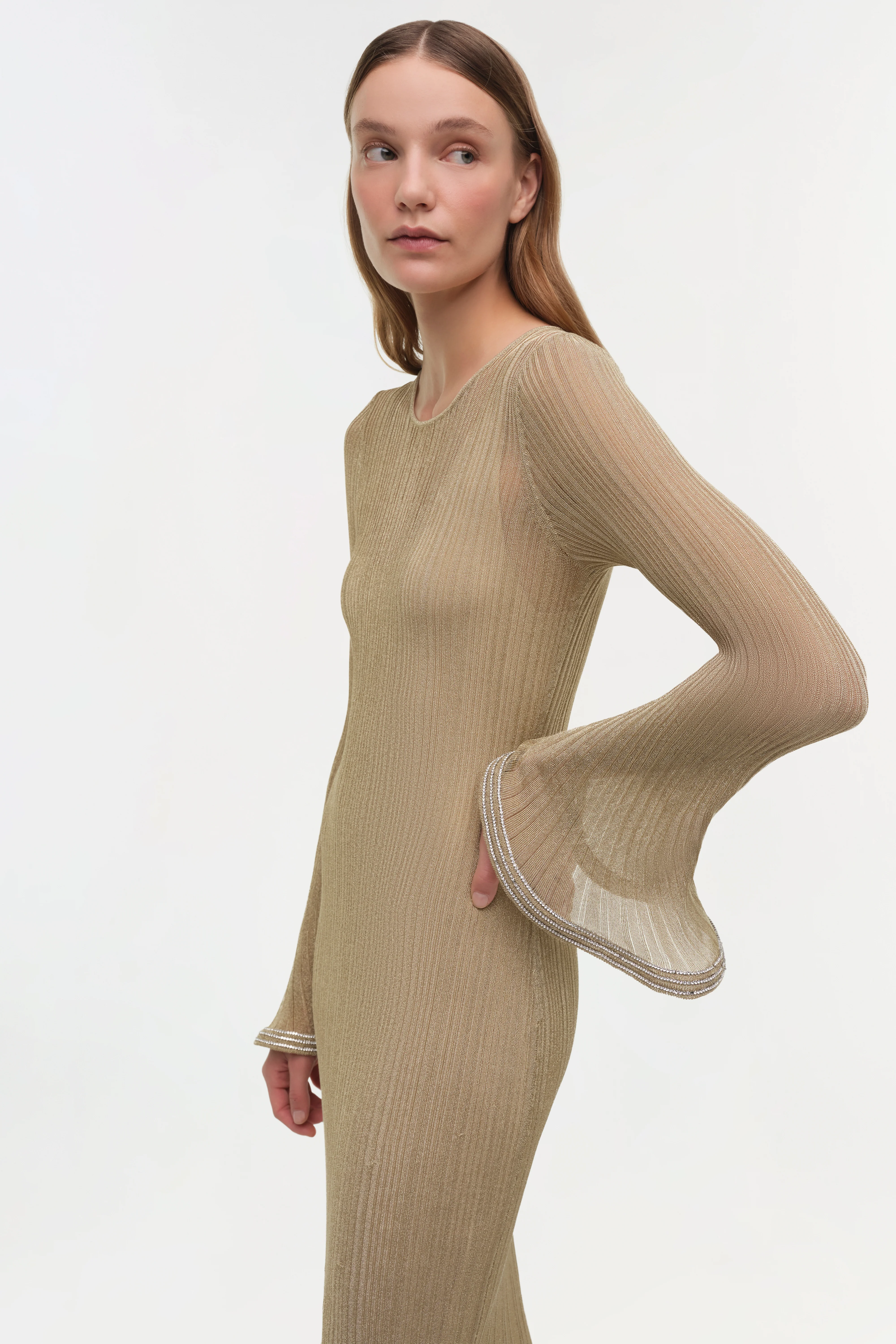 Chessie Metallic Plisse Midi Dress - Image 3