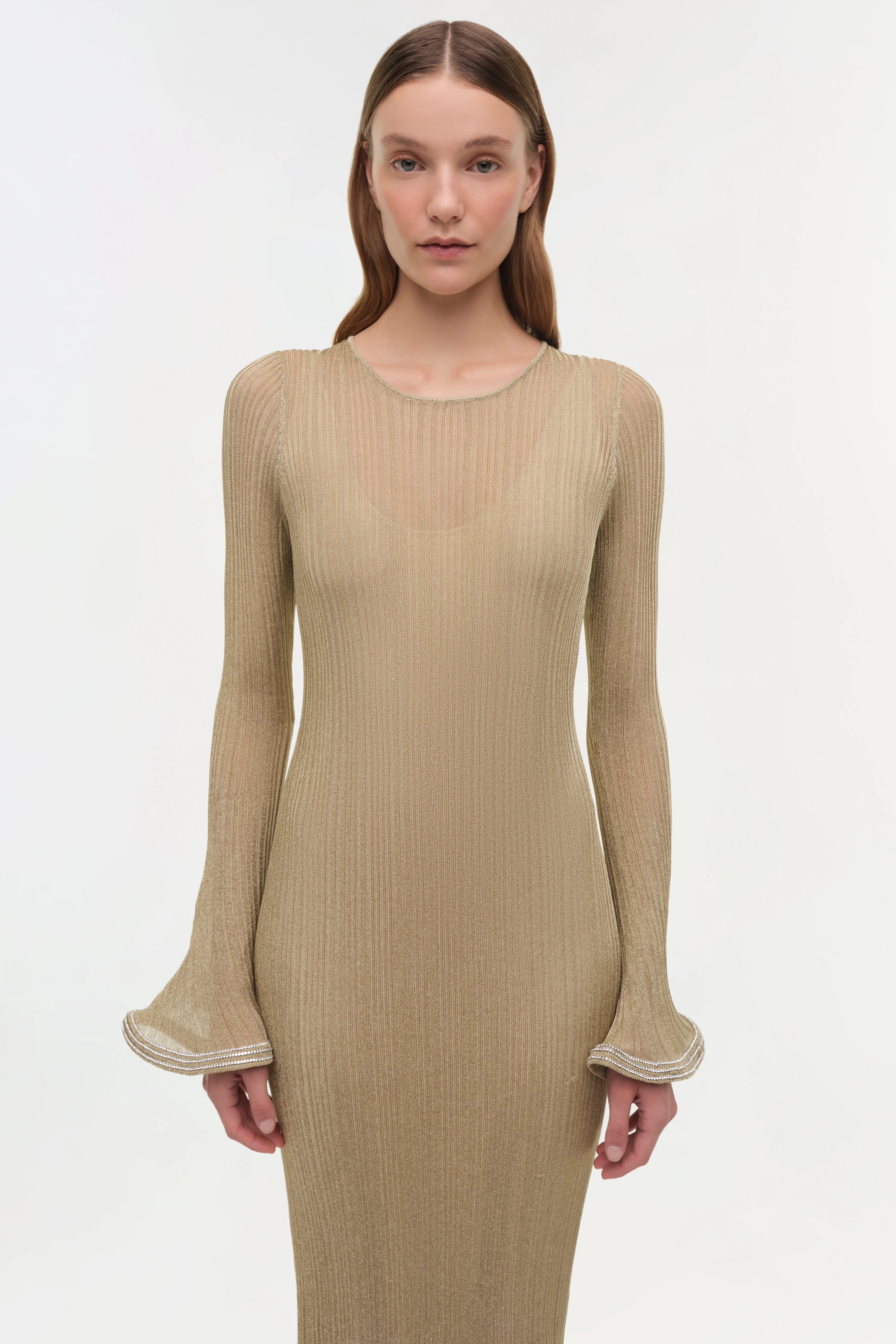 Chessie Metallic Plisse Midi Dress - Image 4