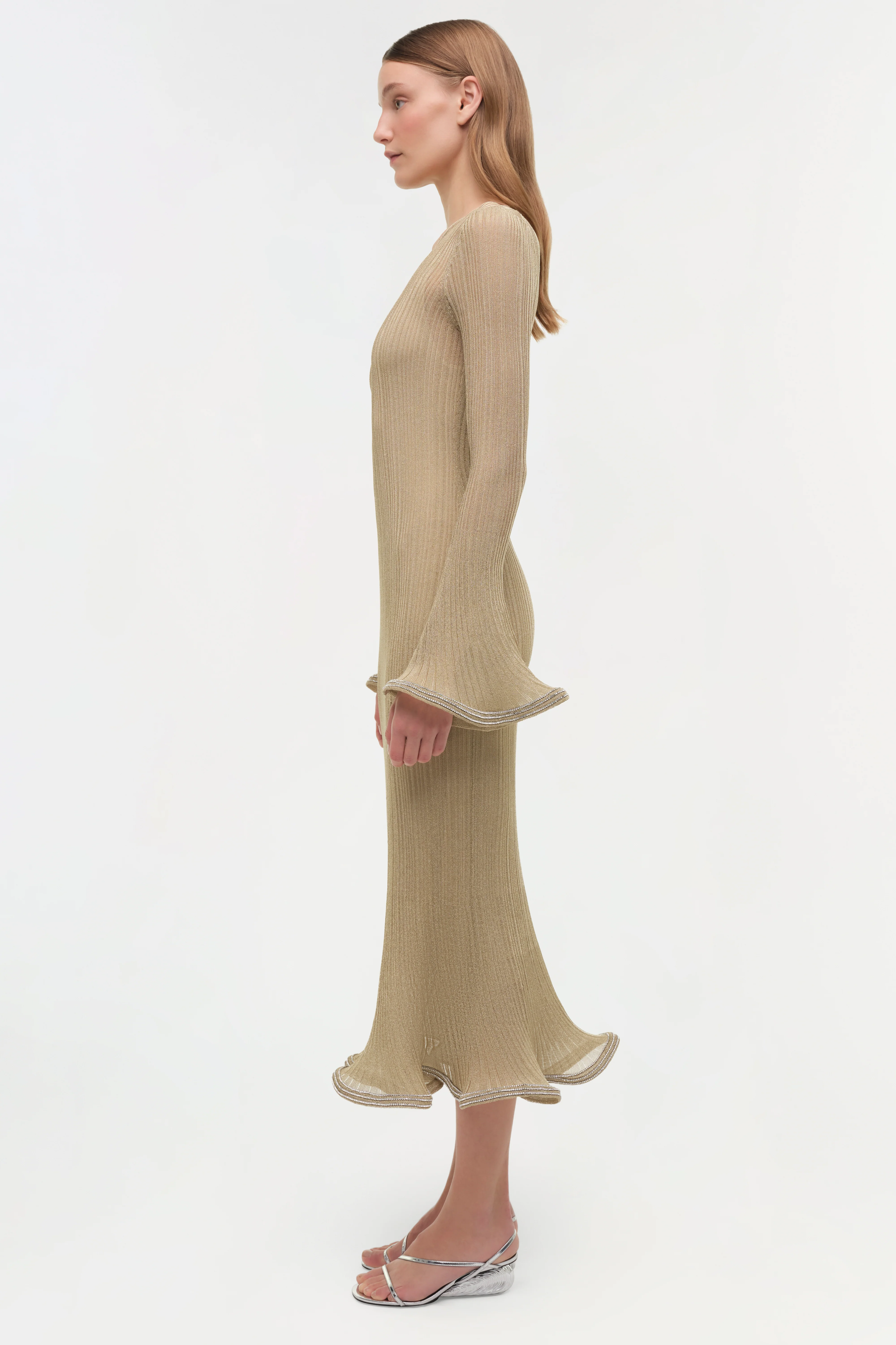 Chessie Metallic Plisse Midi Dress - Image 6