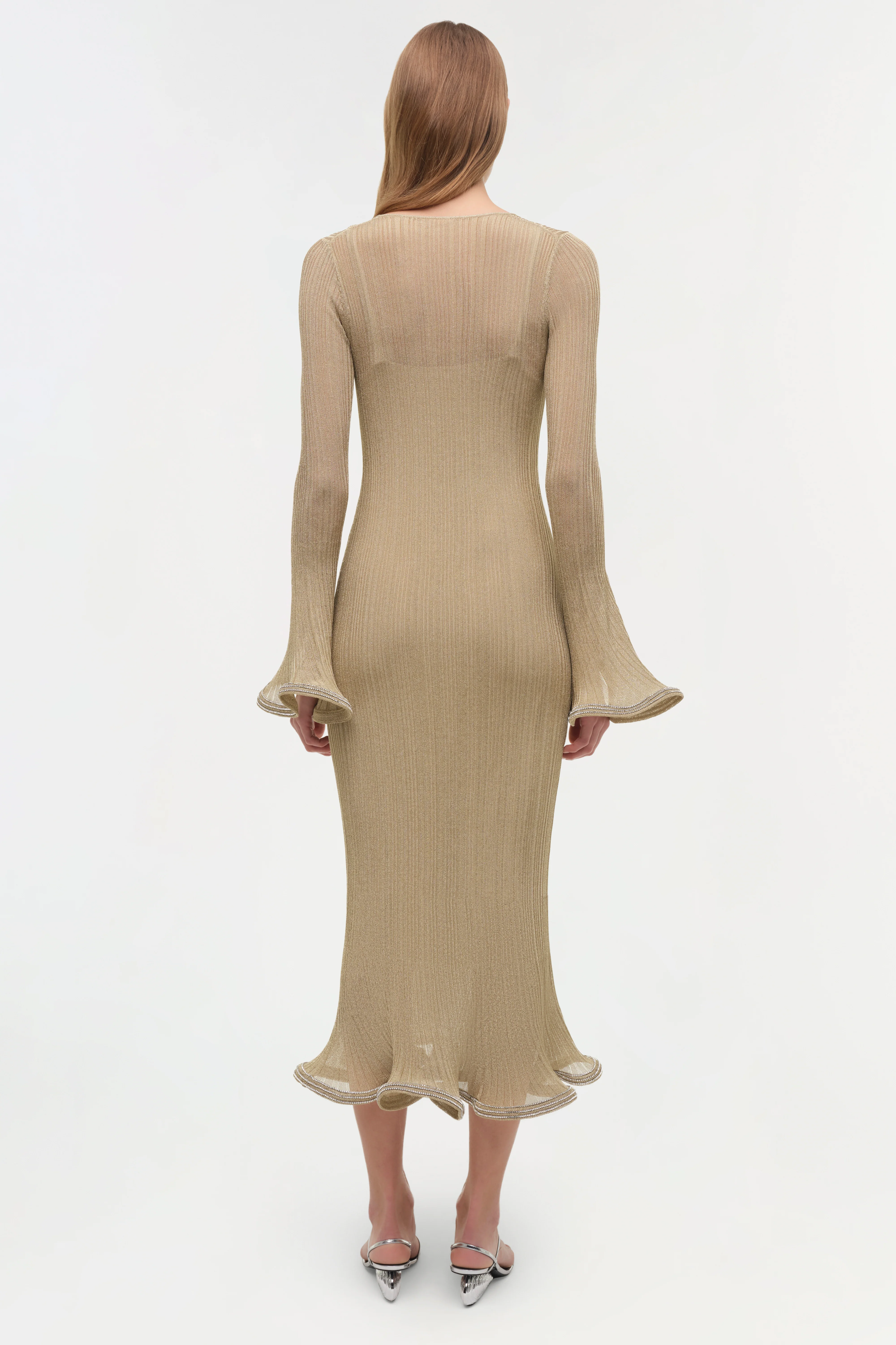 Chessie Metallic Plisse Midi Dress - Image 7
