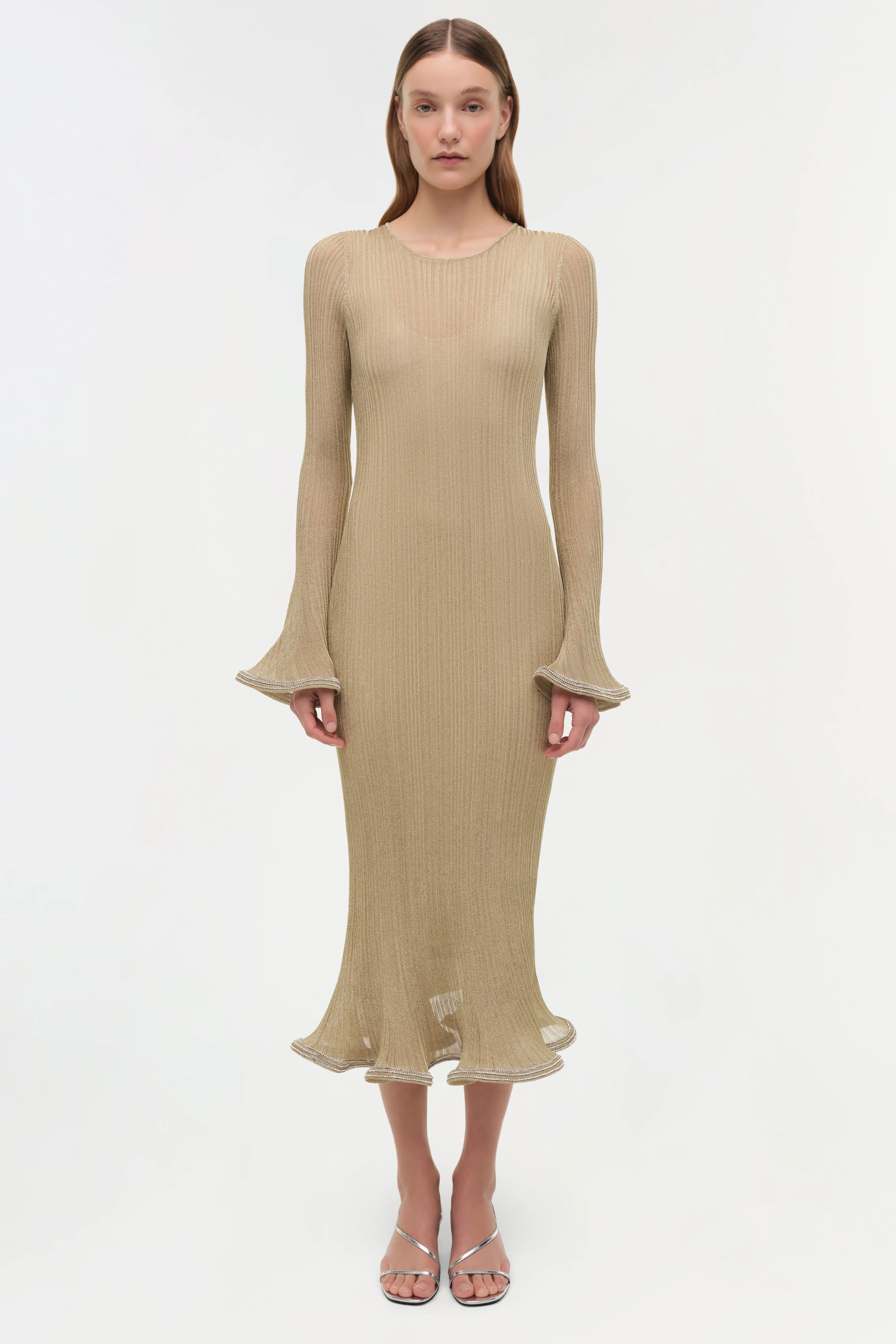Chessie Metallic Plisse Midi Dress - Image 8