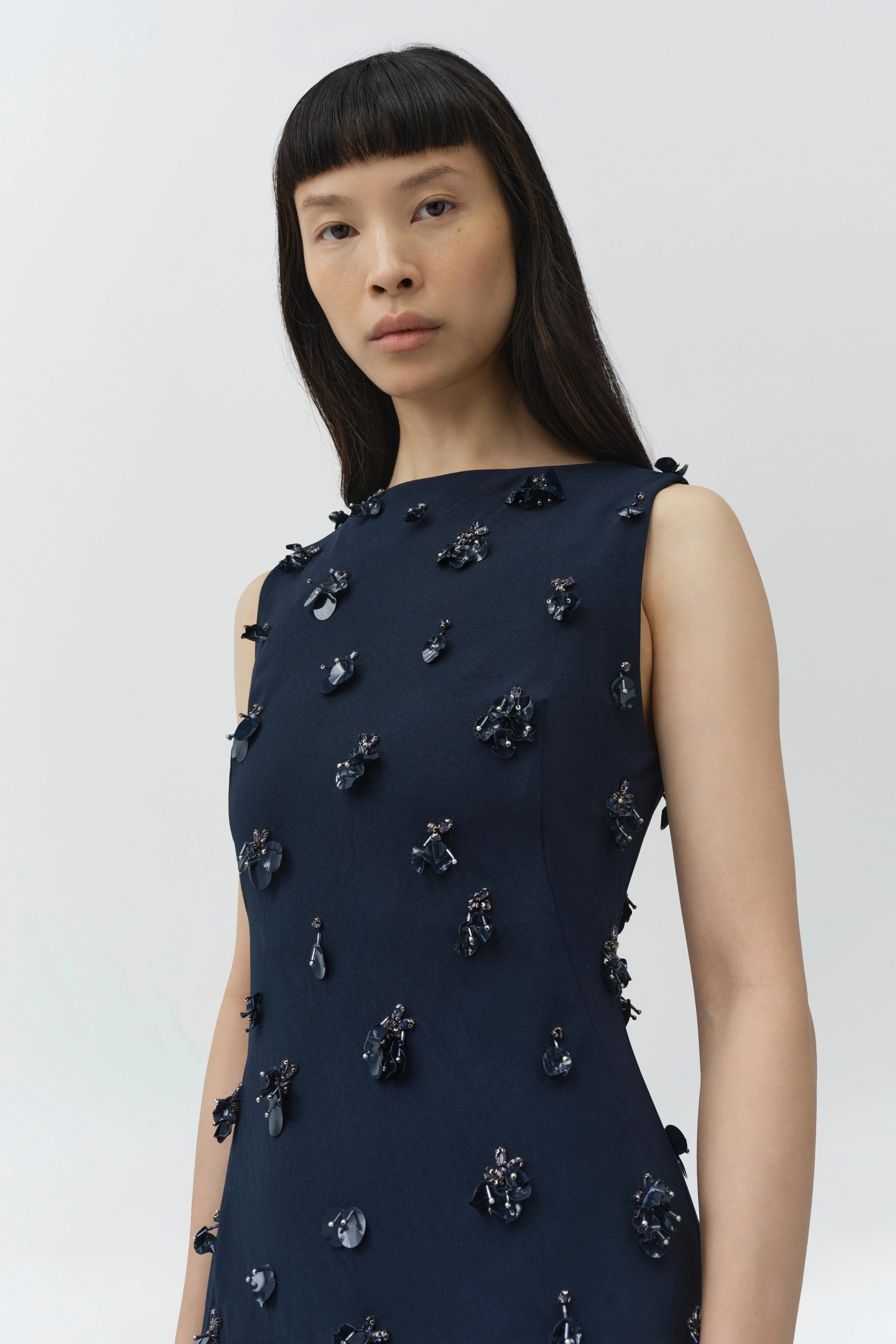 Claudia Embellished Crepe Midi Dress - Image 3