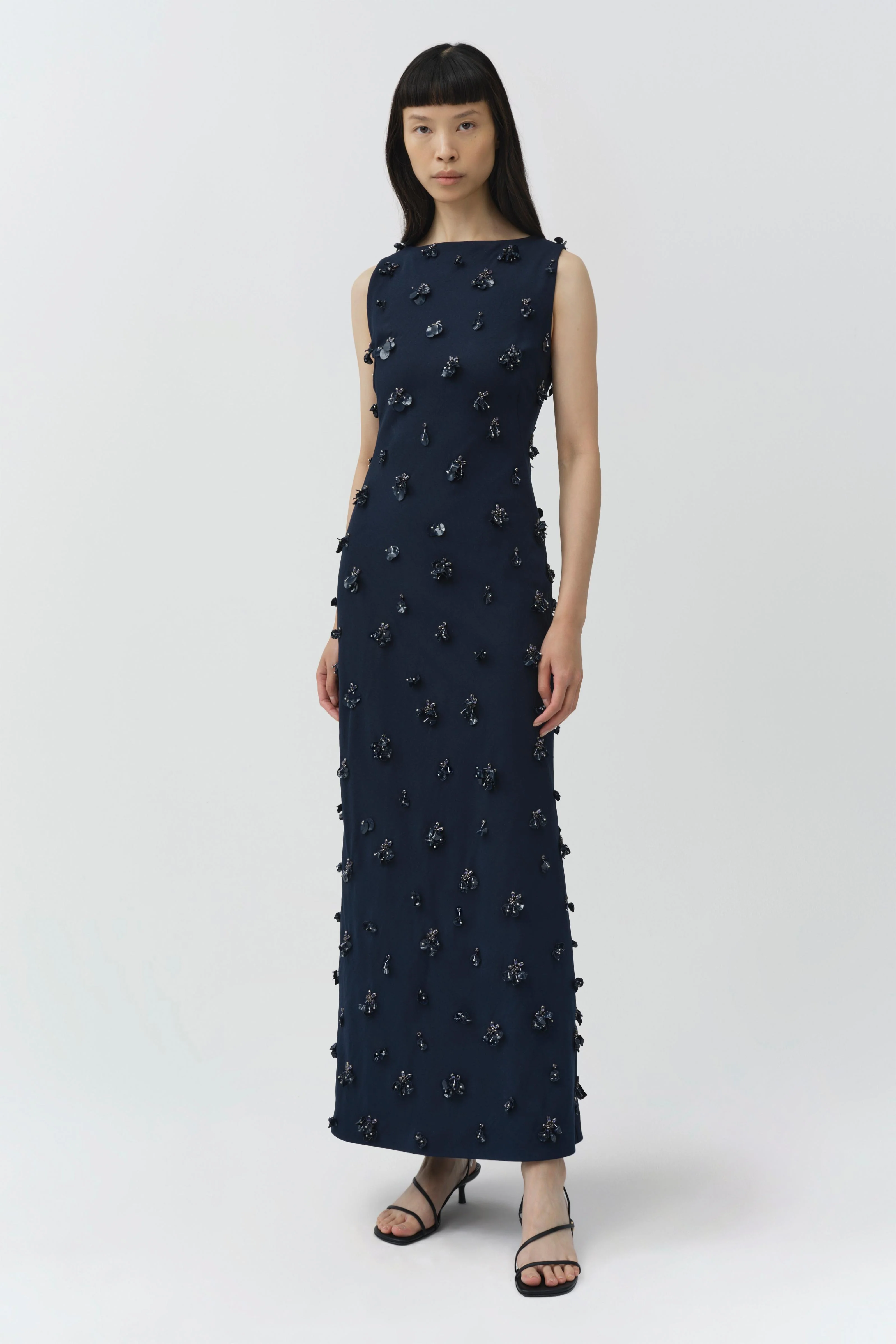 Claudia Embellished Crepe Midi Dress - Image 4
