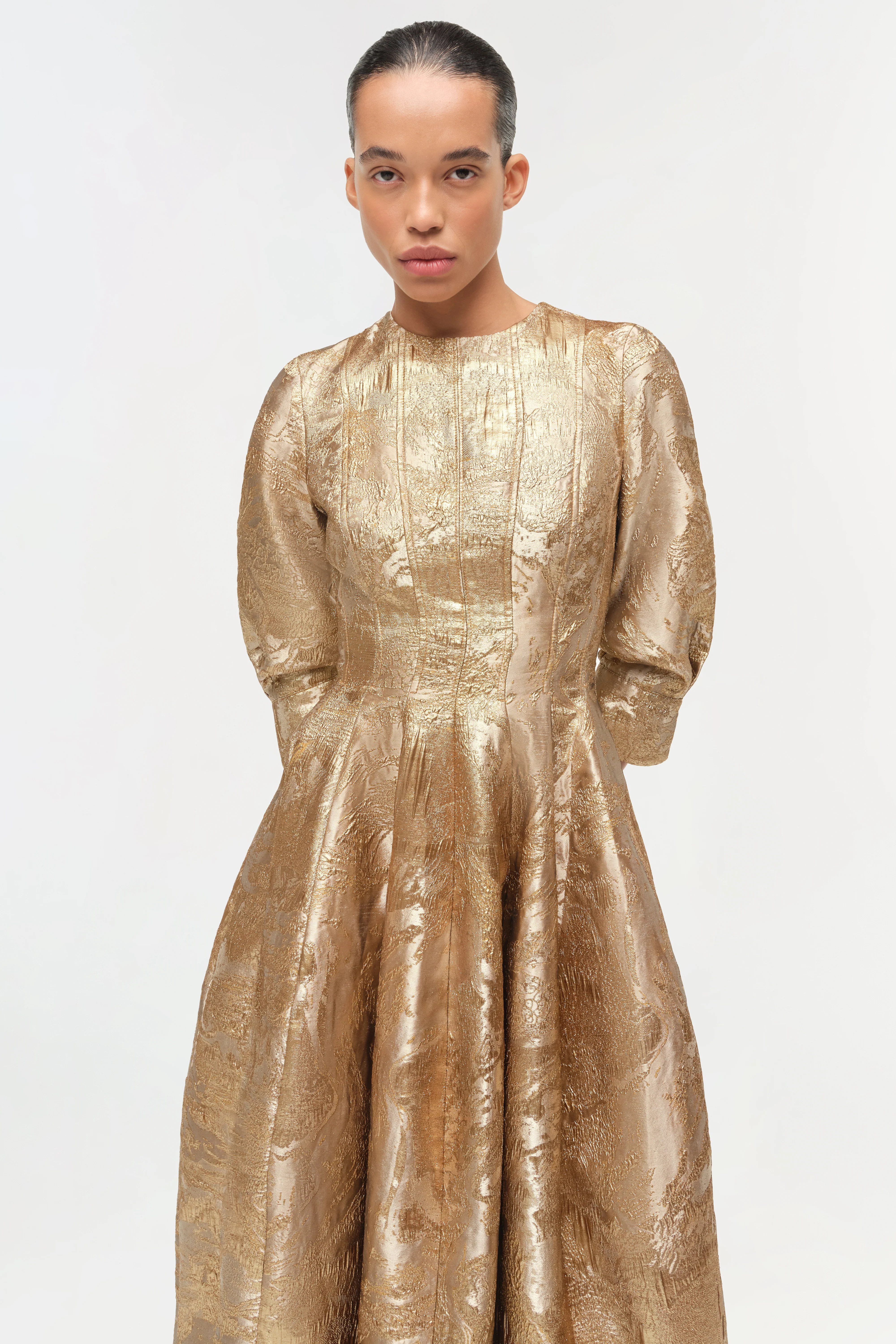 Claravelle Metallic Jacquard Gown - Image 3