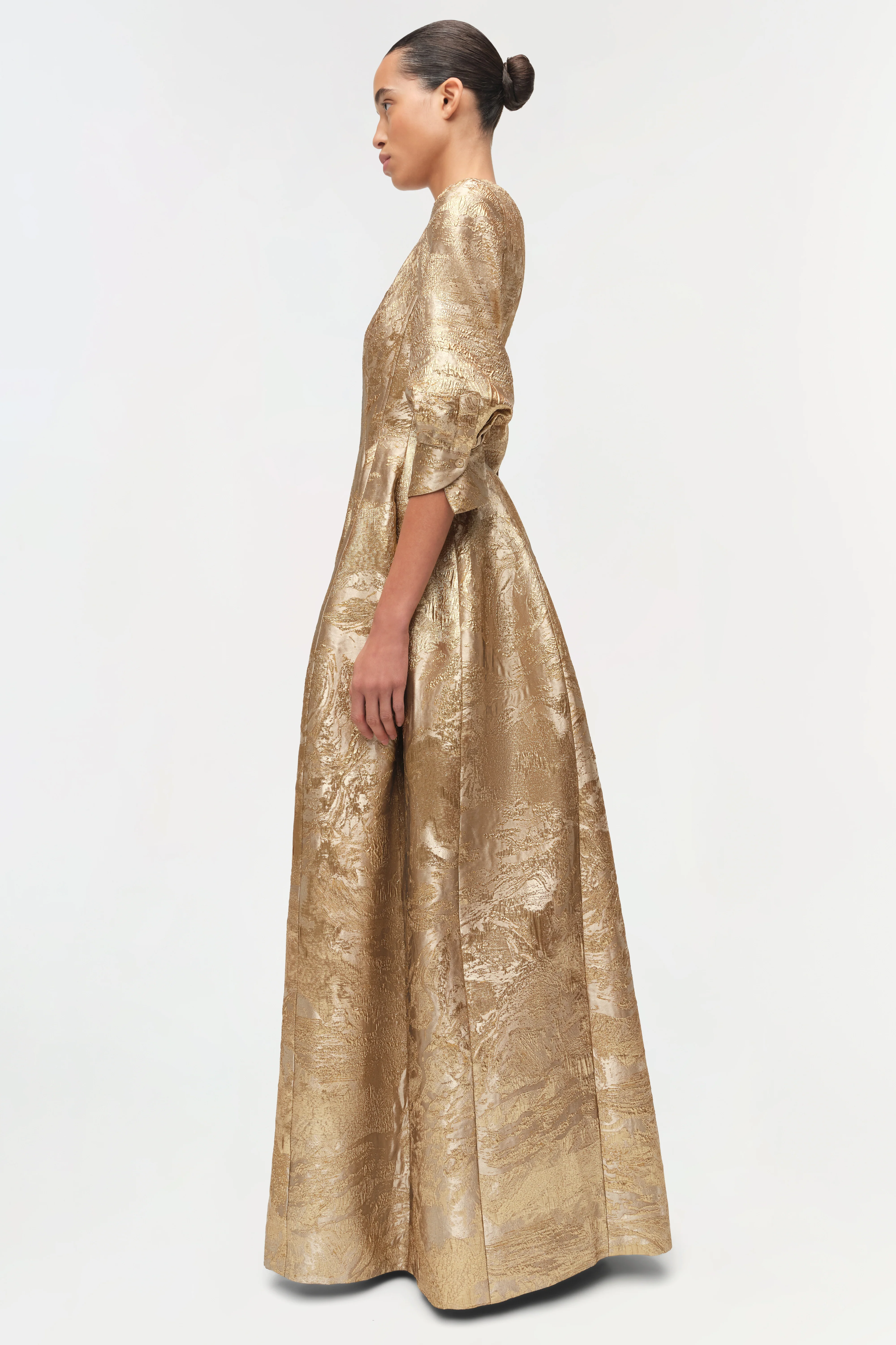 Claravelle Metallic Jacquard Gown - Image 4