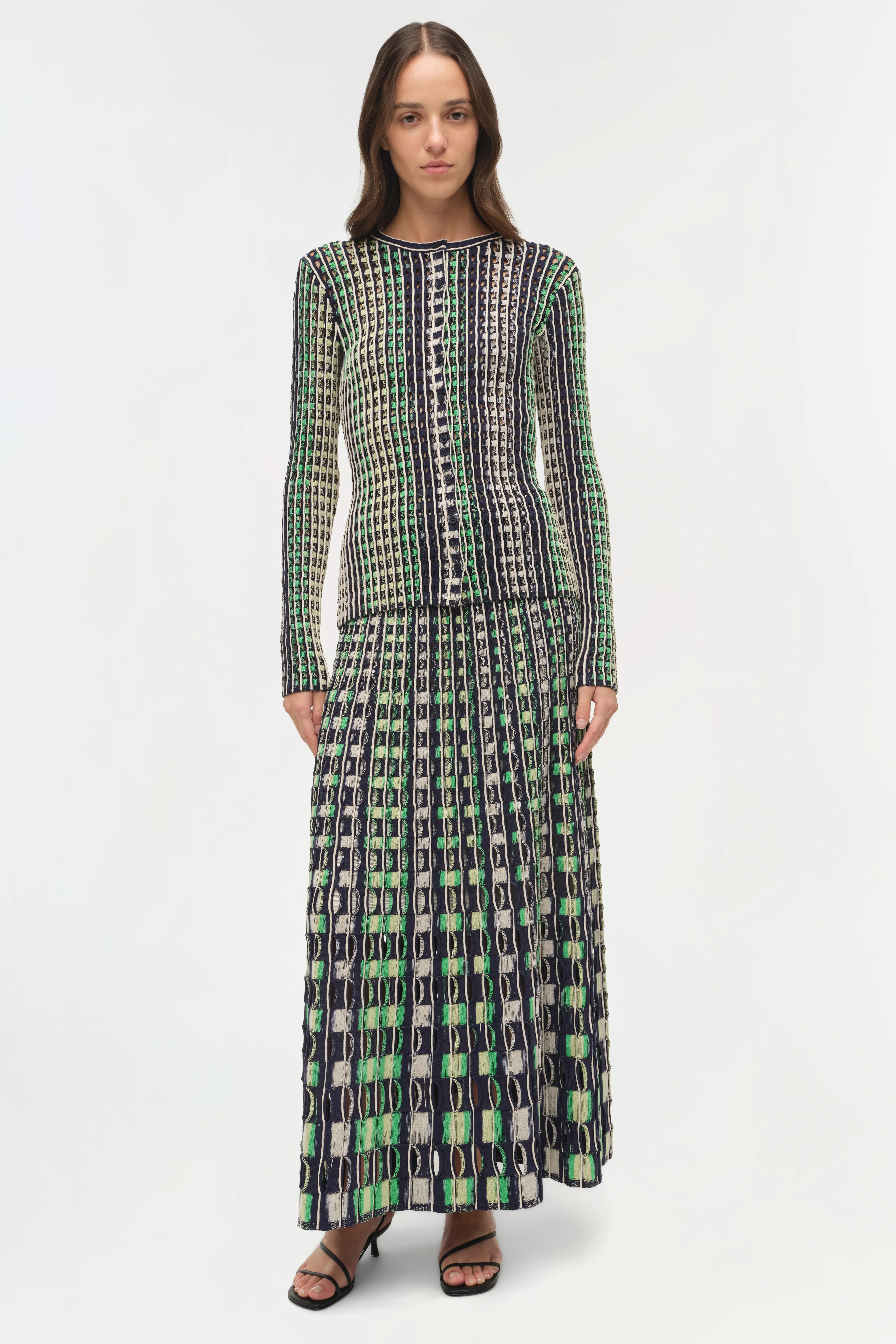 Drue Eyelet Knit Midi Skirt - Image 2