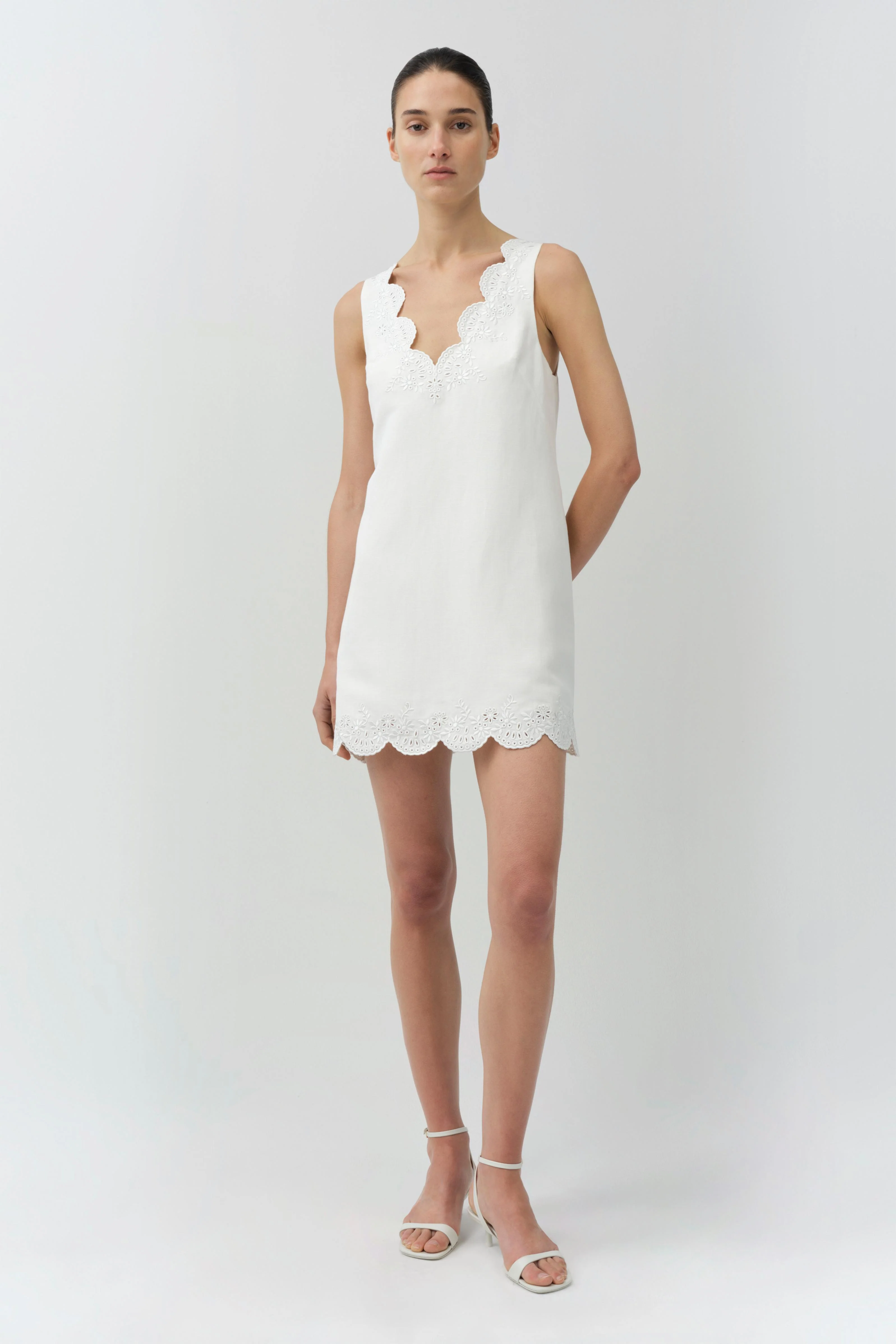 Edena Embroidered Linen Mini Dress - Image 2