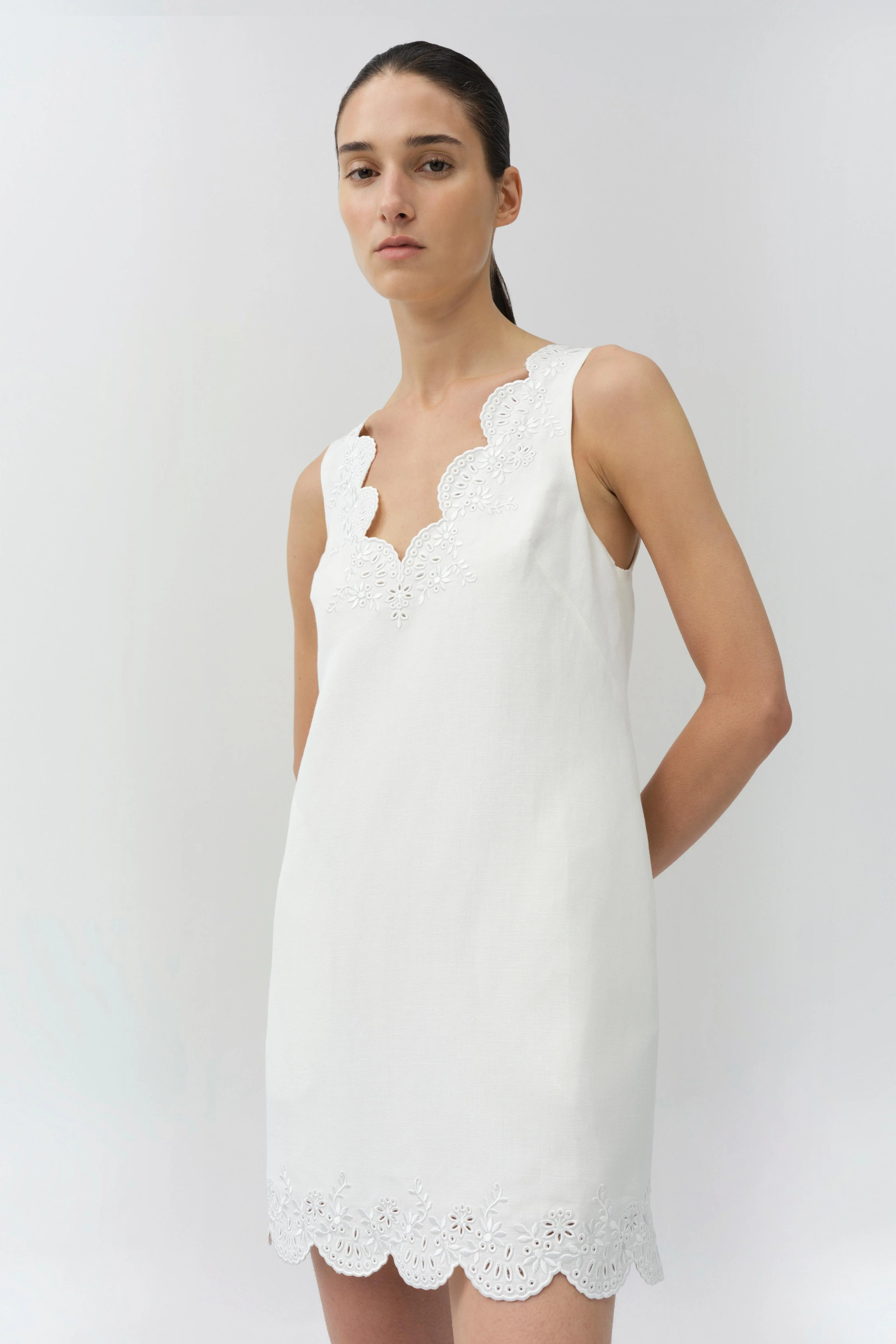 Edena Embroidered Linen Mini Dress - Image 3