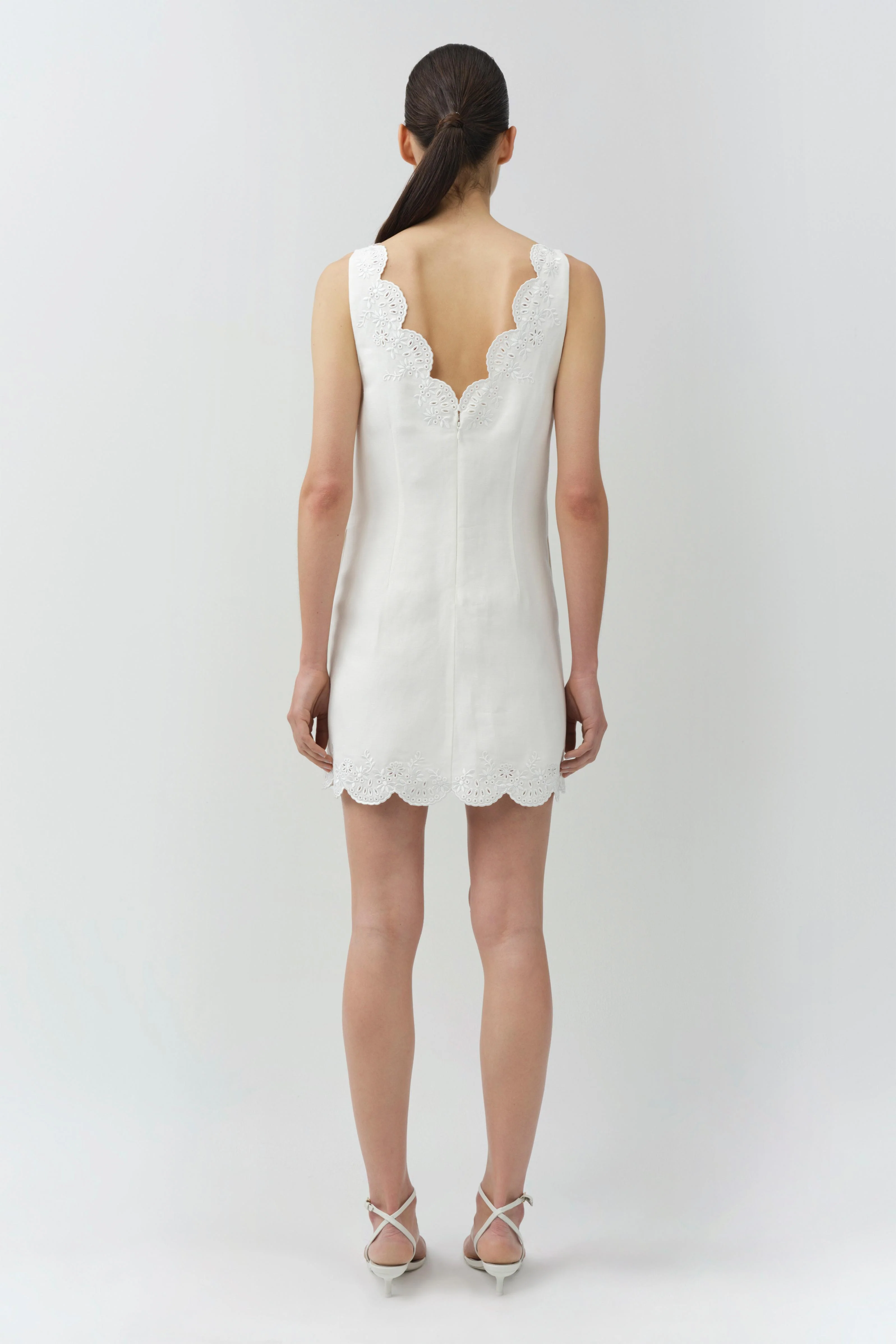 Edena Embroidered Linen Mini Dress - Image 4