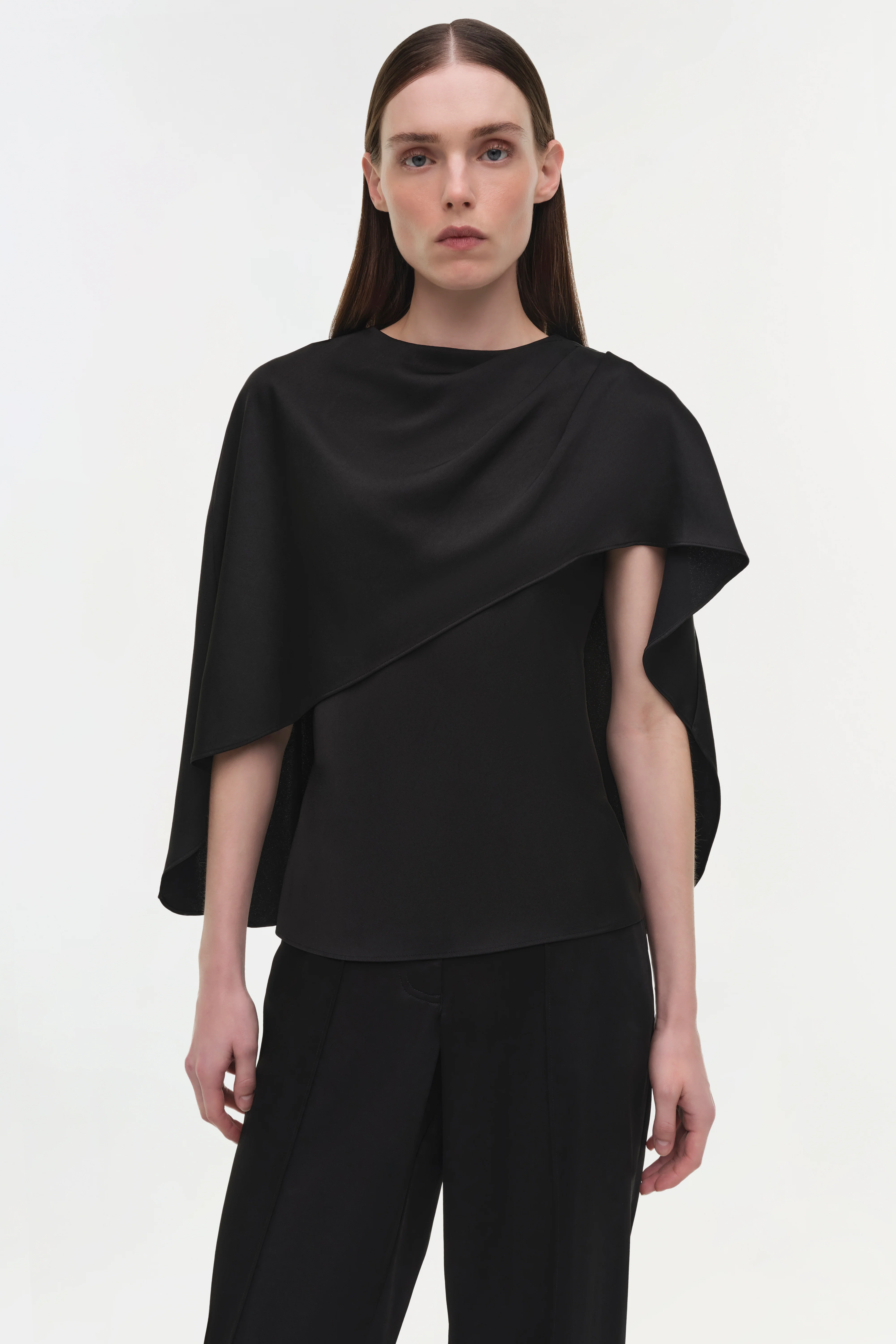 Eliora Draped Satin Cape Top - Image 3