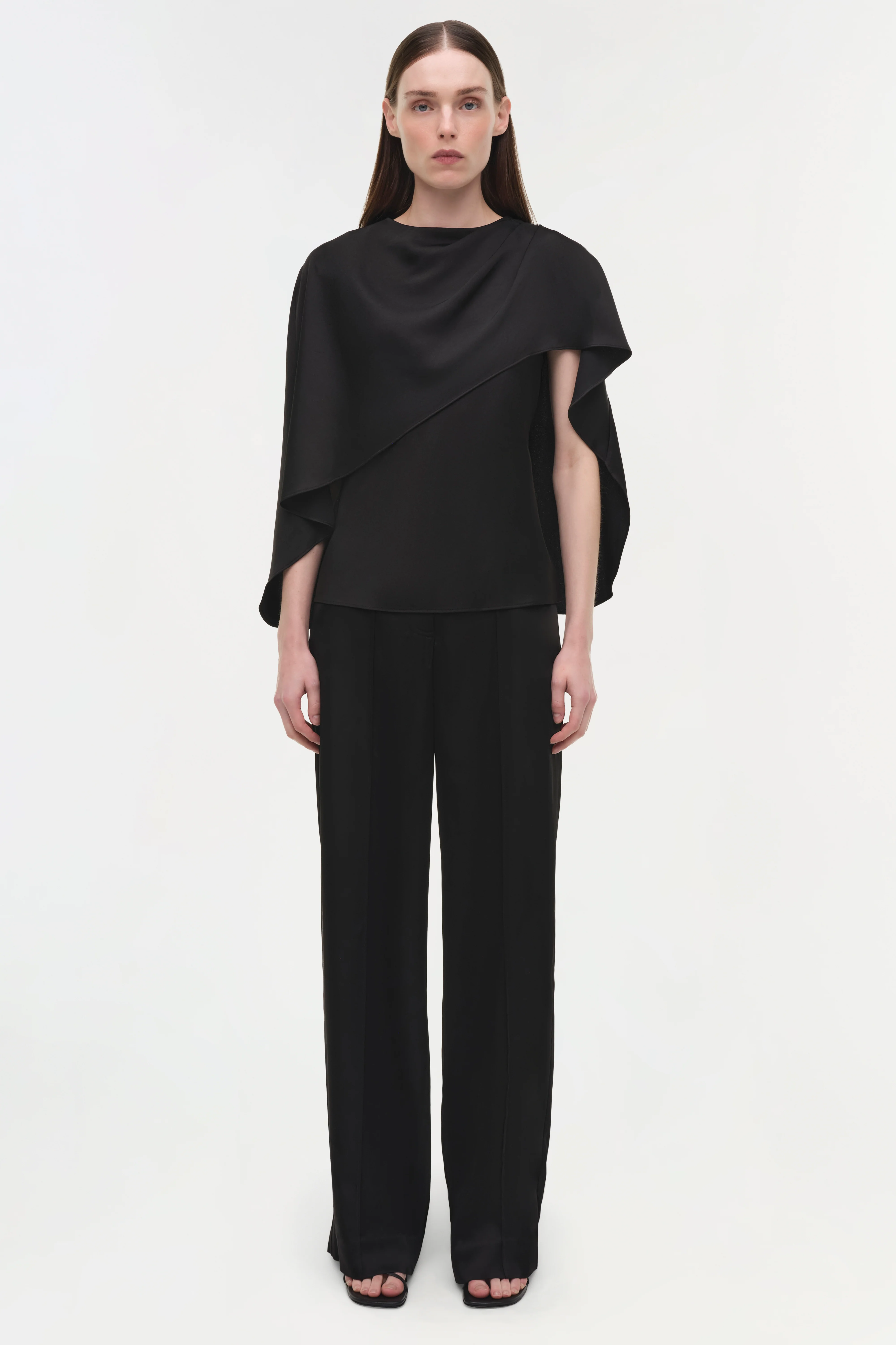 Eliora Draped Satin Cape Top - Image 6