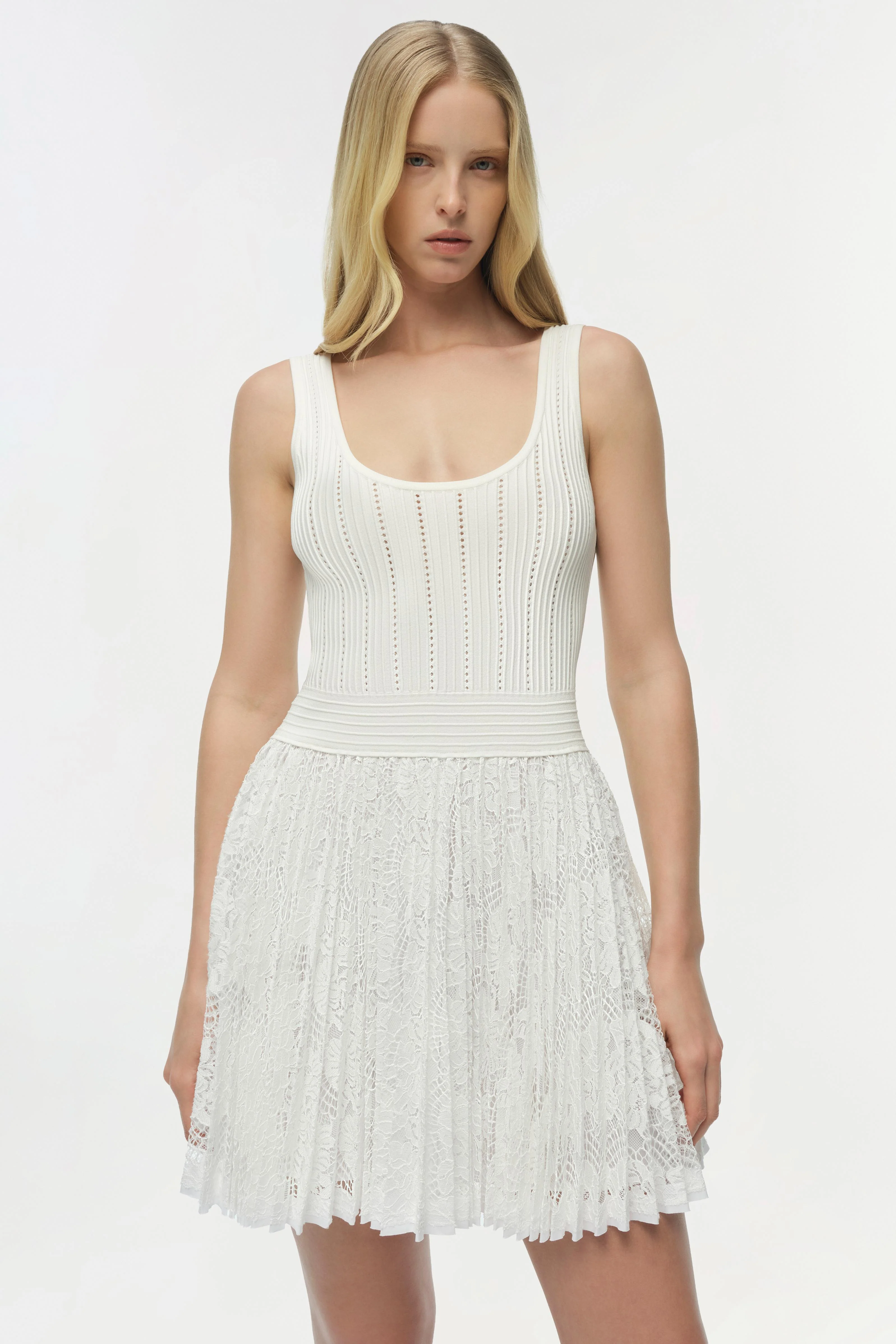 Ellis Knit Lace Mini Dress - Image 3