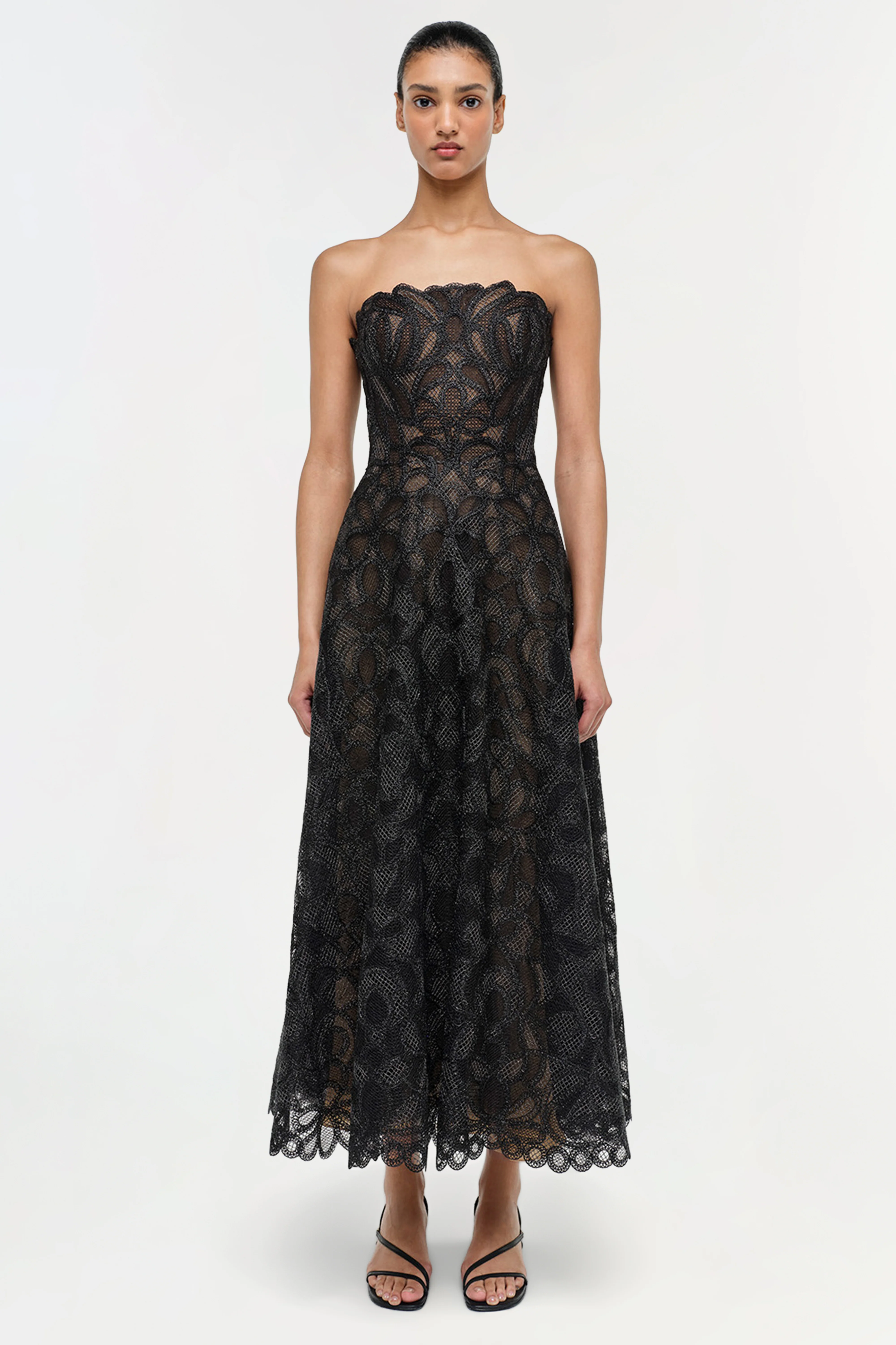 Elvina Gilded Lace Midi Dress - Image 3