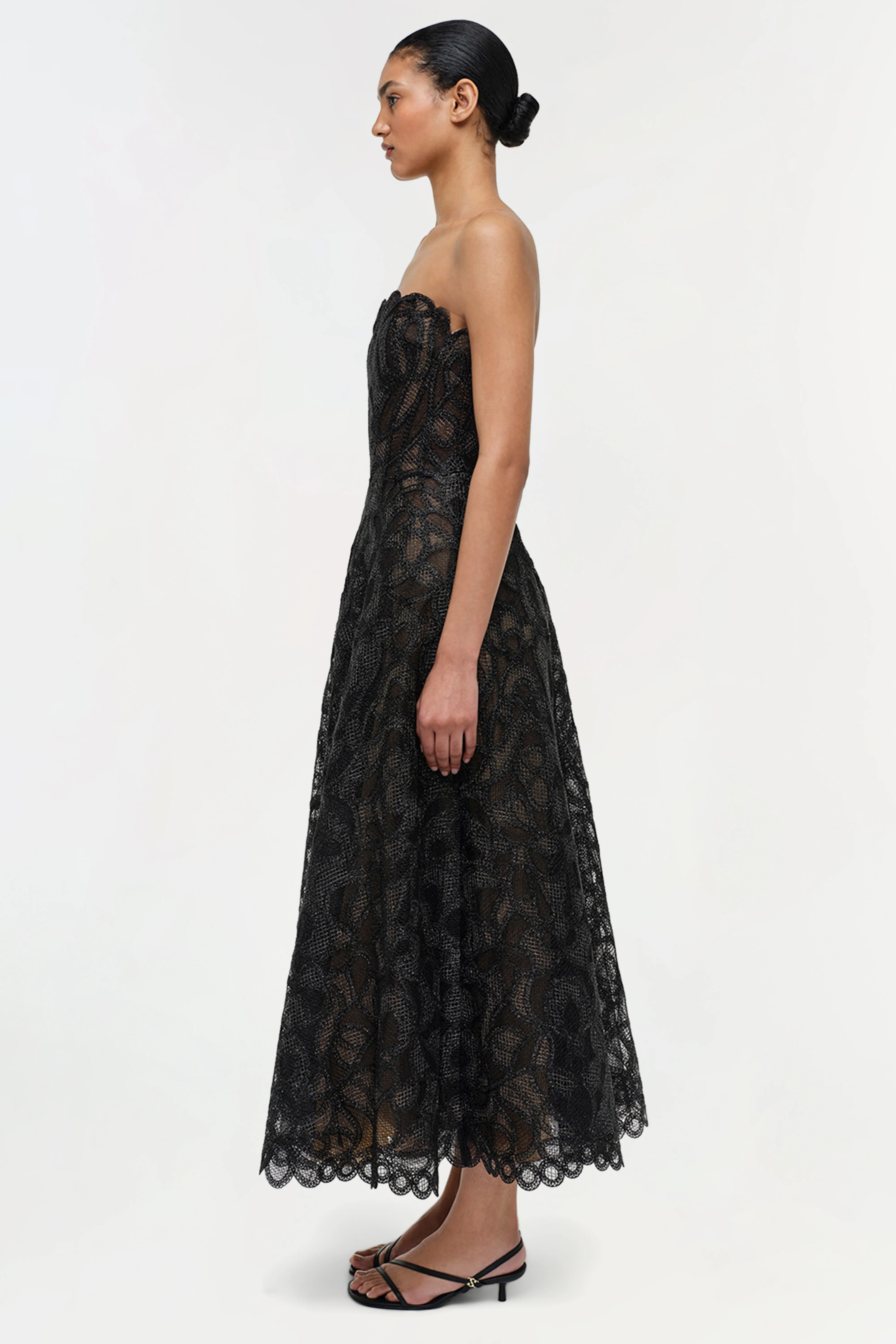 Elvina Gilded Lace Midi Dress - Image 4