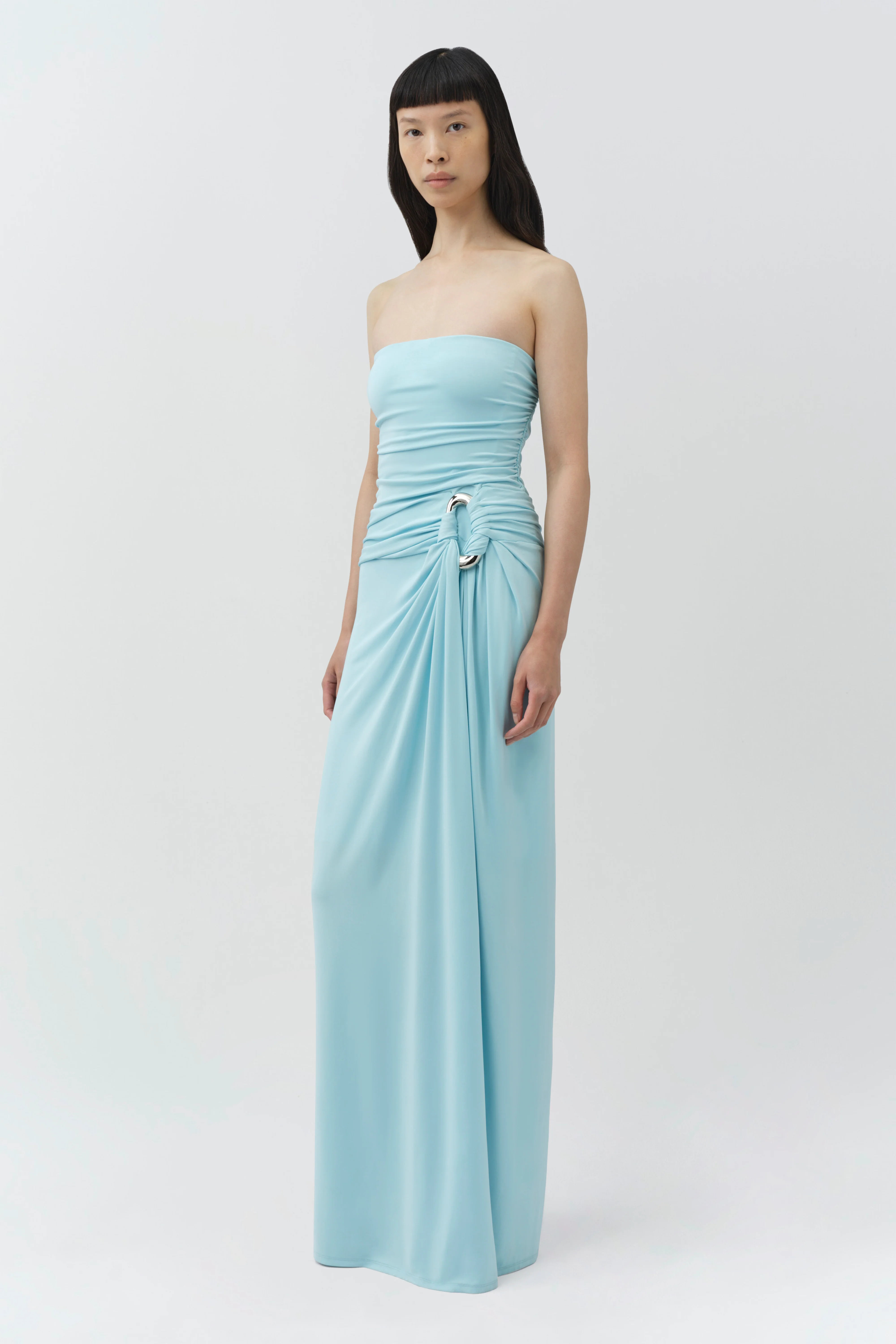 Emma Strapless Draped Jersey Bustier Gown - Image 4
