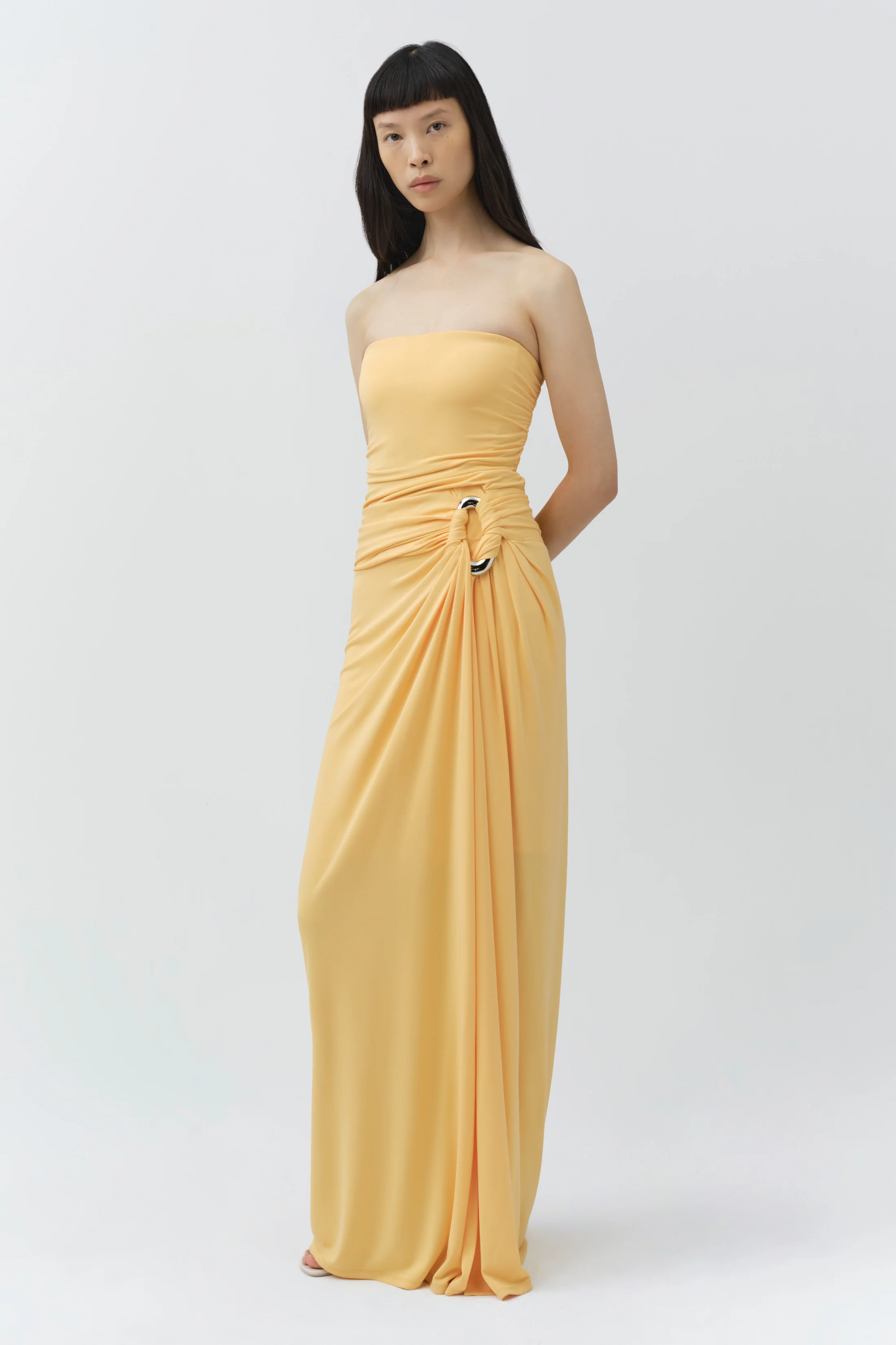 Emma Strapless Draped Jersey Bustier Gown - Image 5