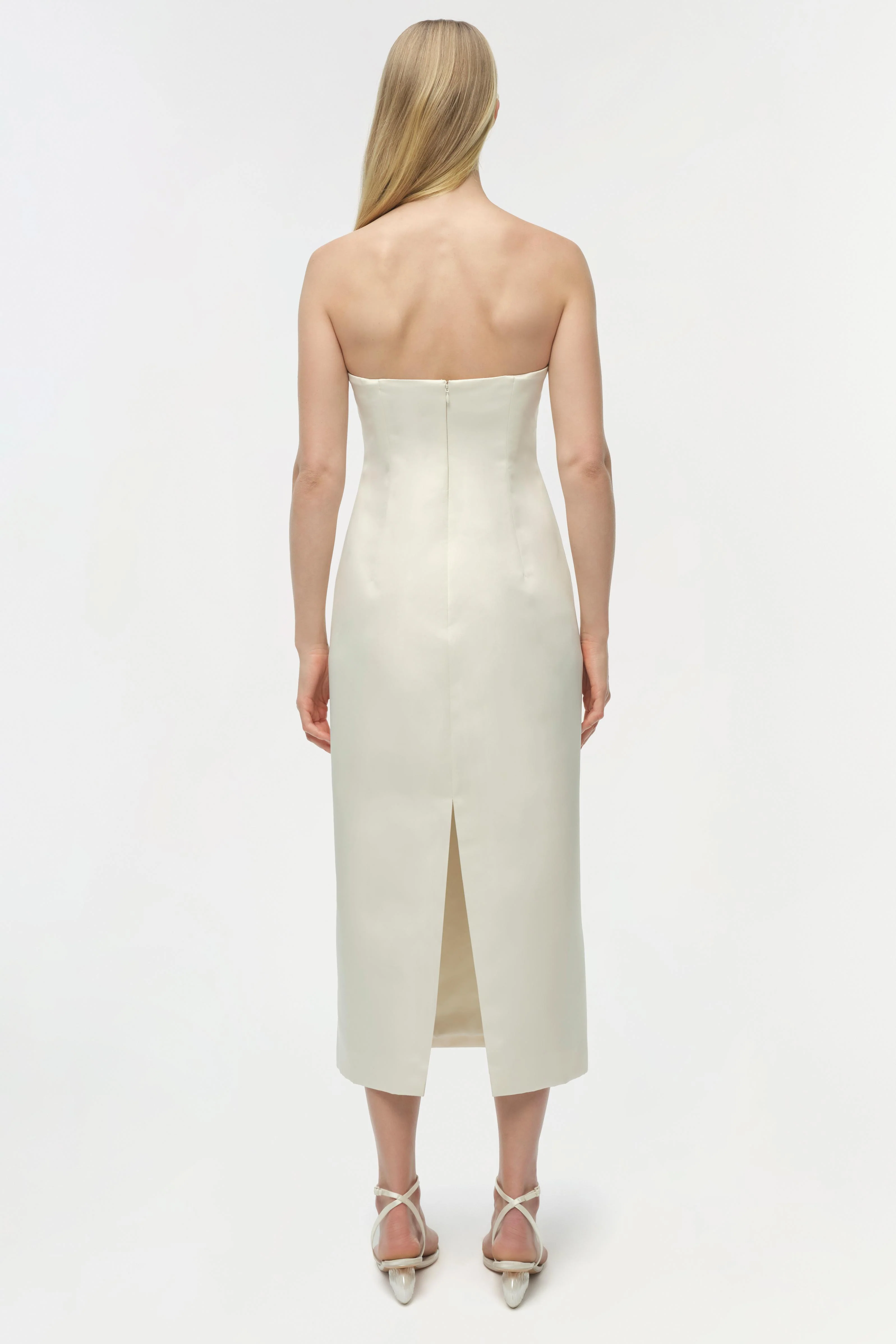 Enid Satin Bustier Midi Dress - Image 5
