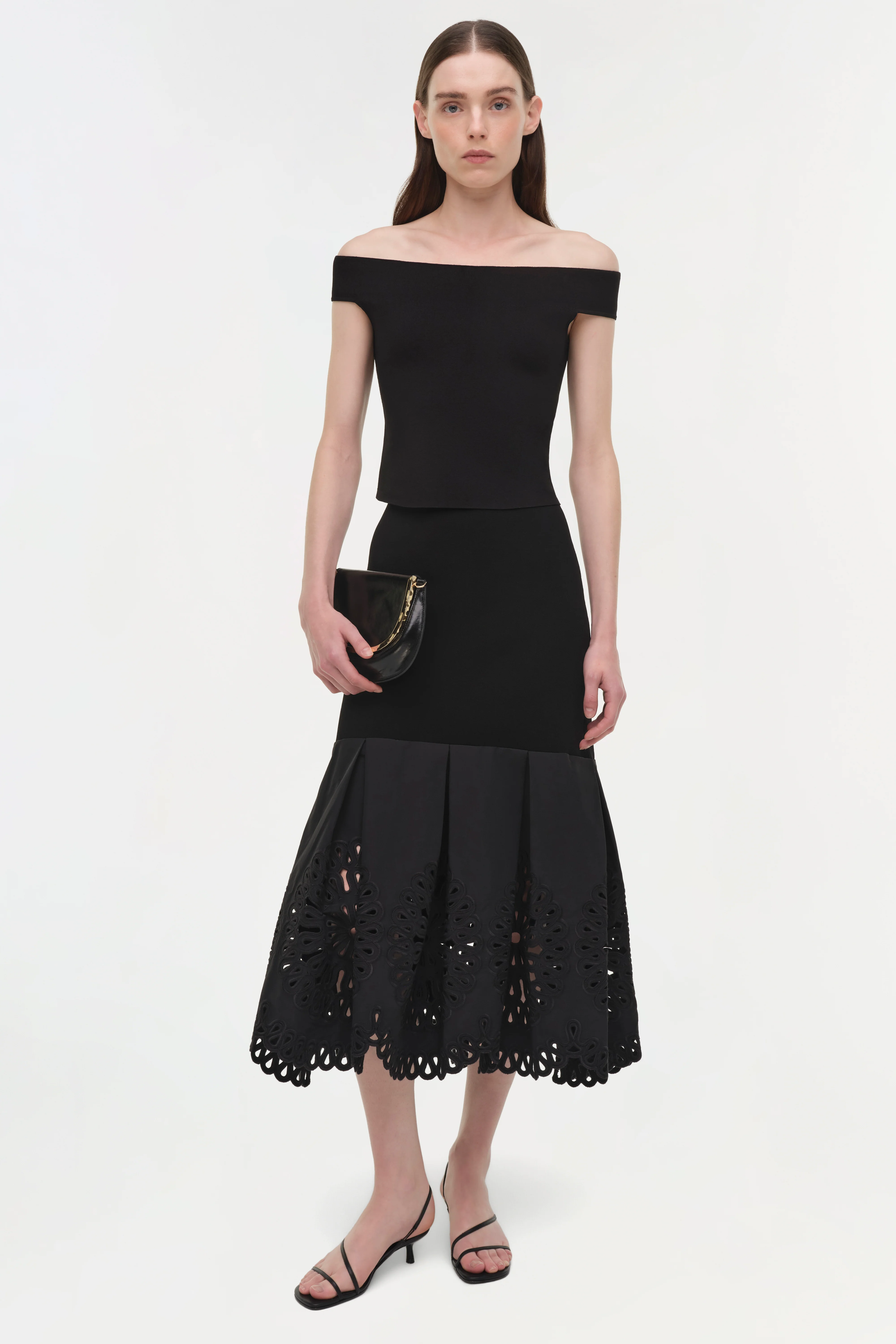 Eveletta Embroidered Knit Midi Skirt - Image 3