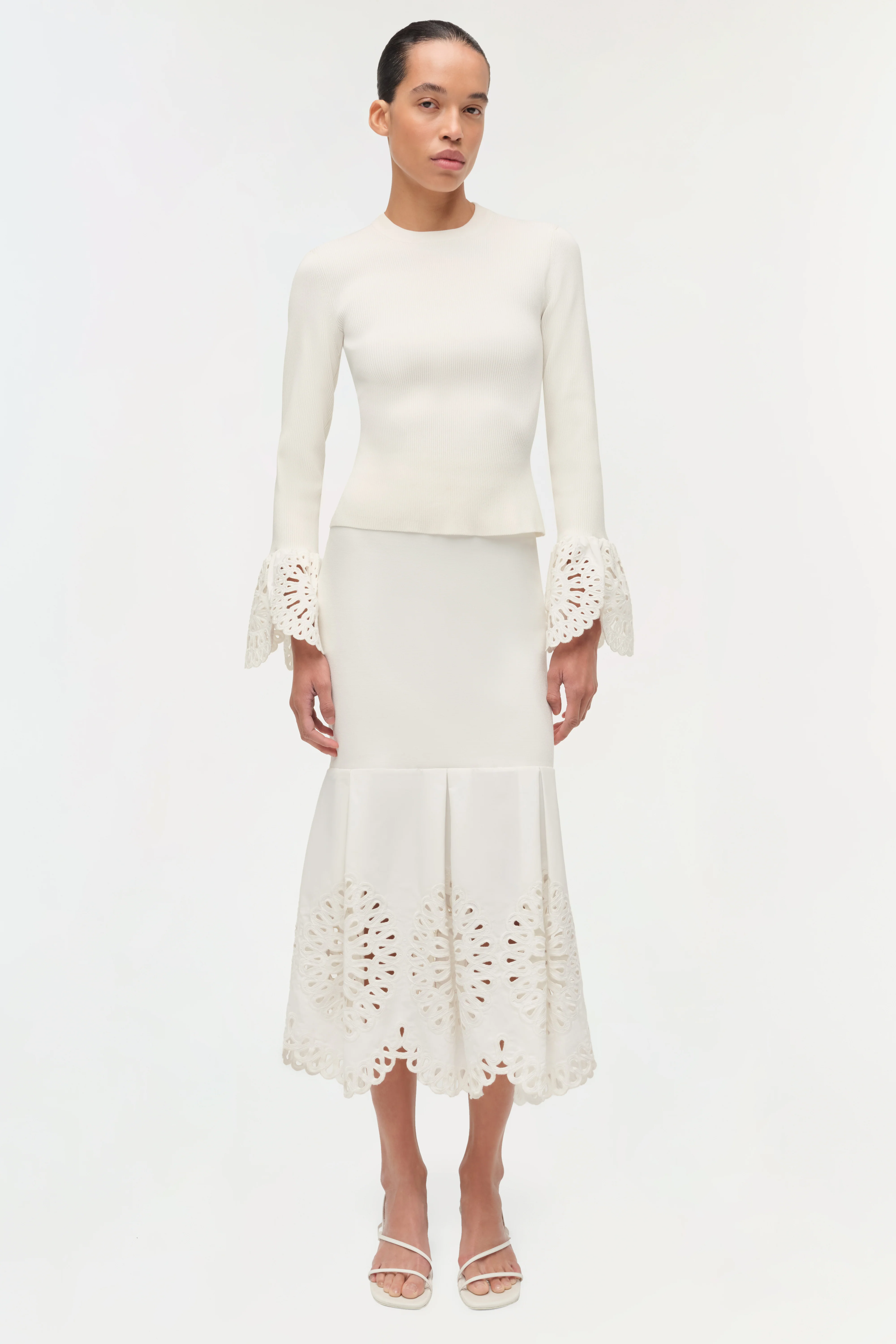 Eveletta Embroidered Knit Midi Skirt - Image 2
