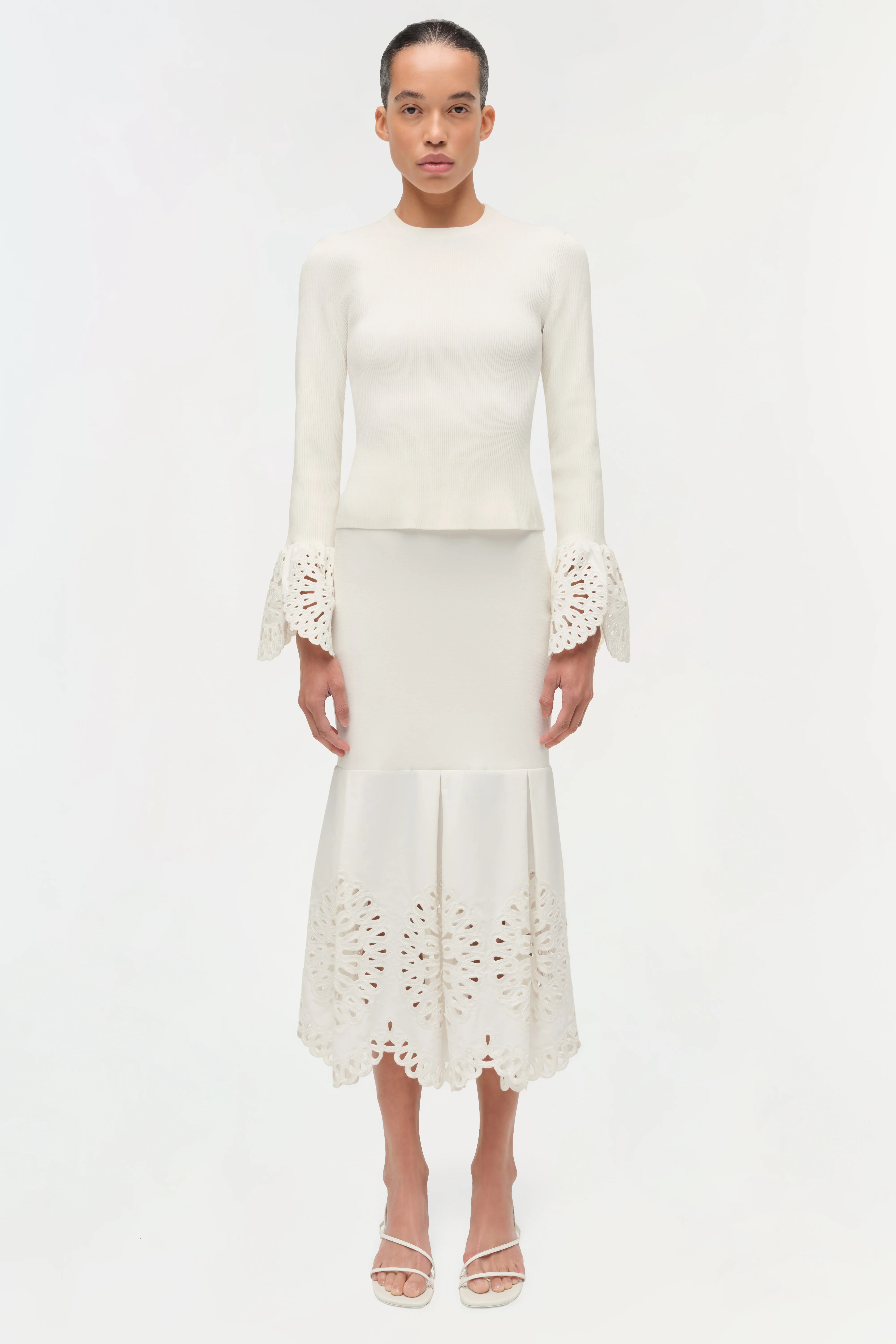 Eveletta Embroidered Knit Midi Skirt - Image 7