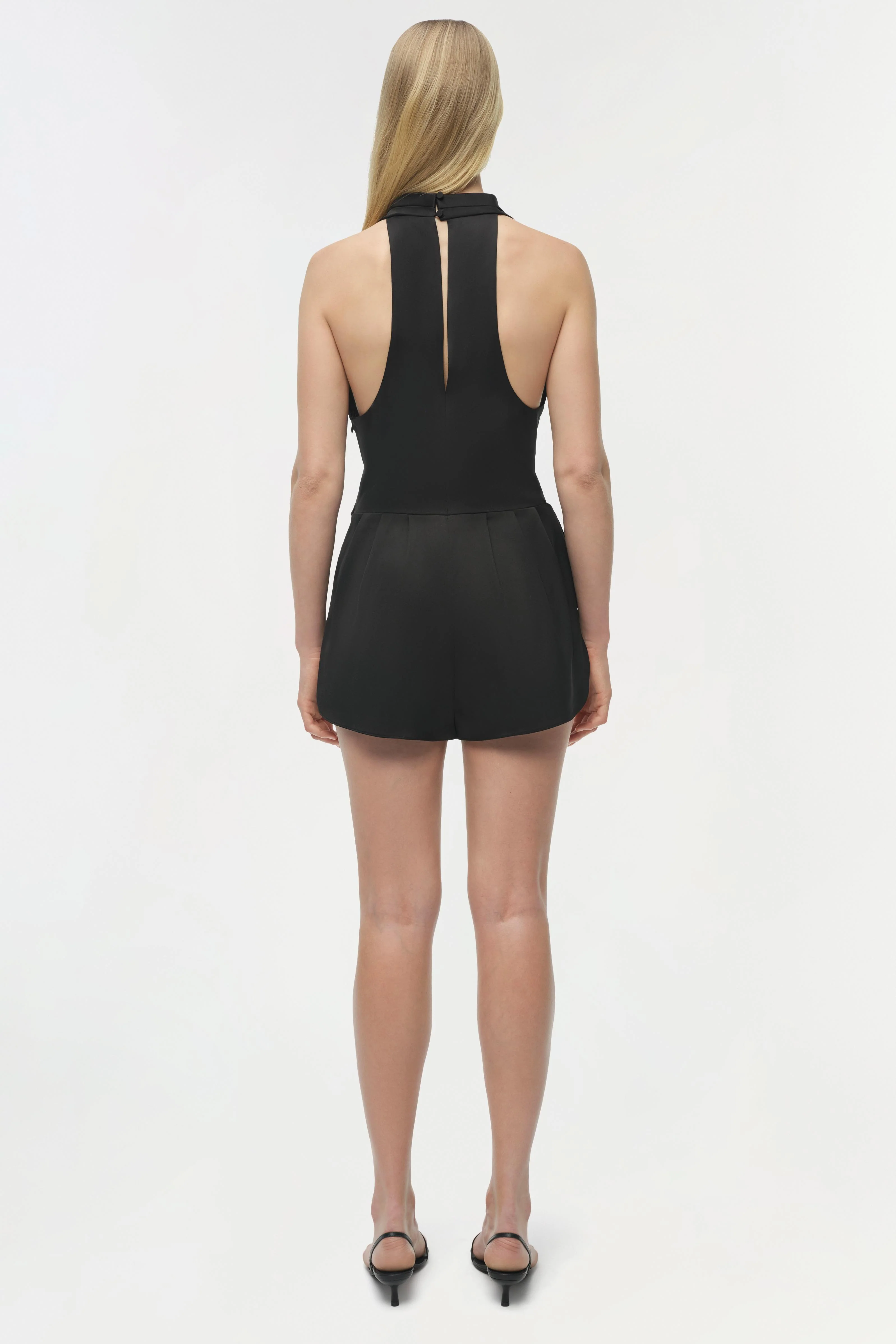 Halia Draped Satin Romper - Image 5