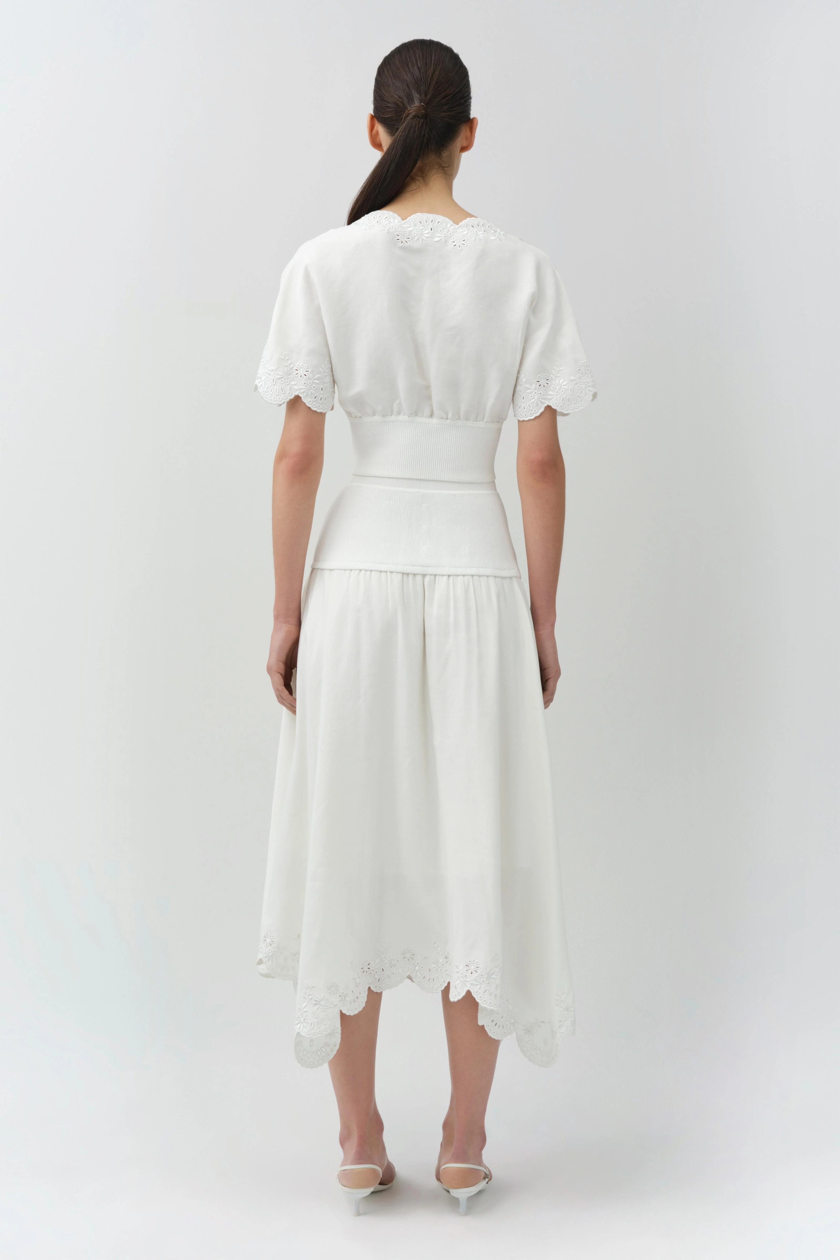 Haven Embroidered Linen Knit Skirt - Image 4