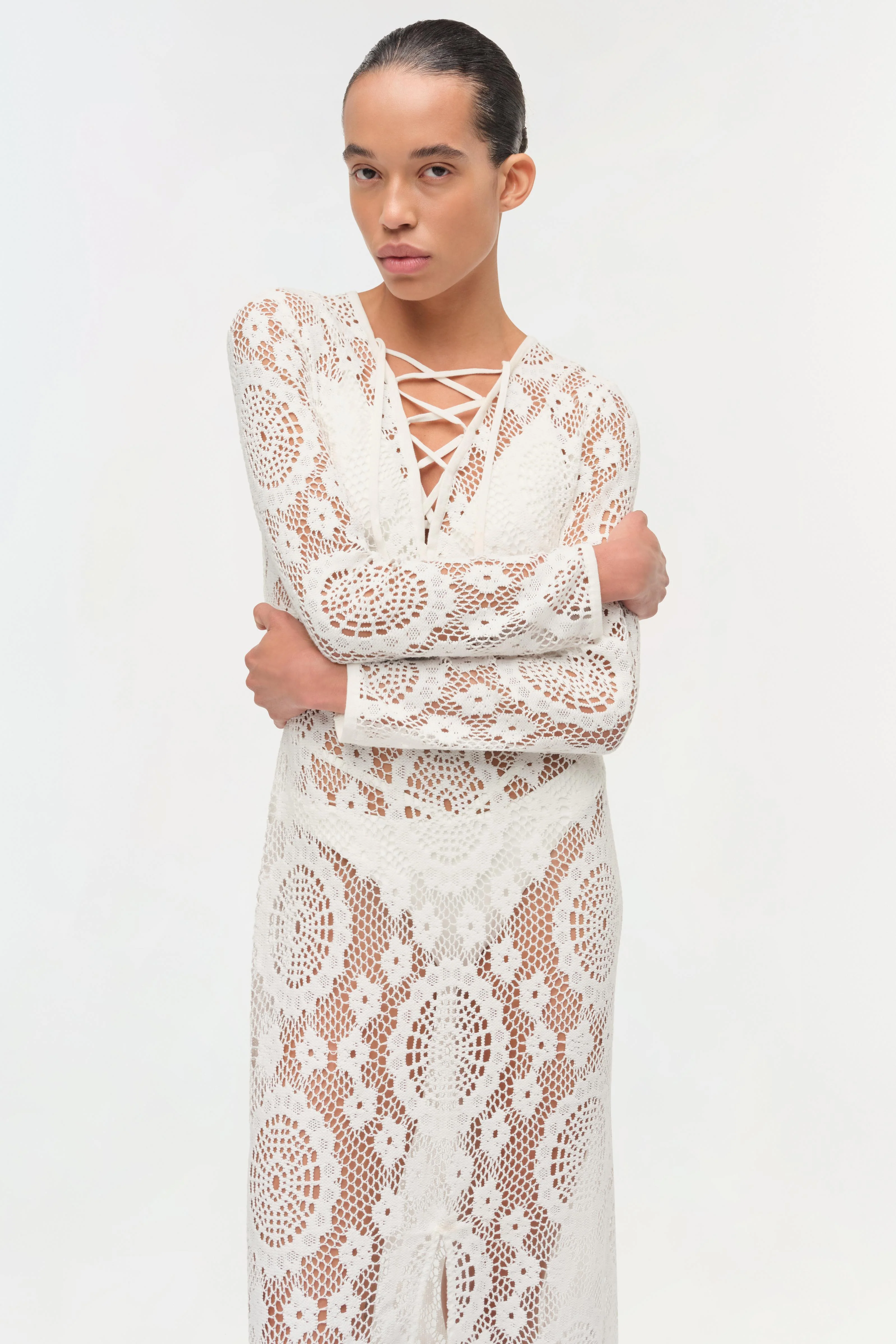 Hawthorne Lace Up Midi Dress - Image 3