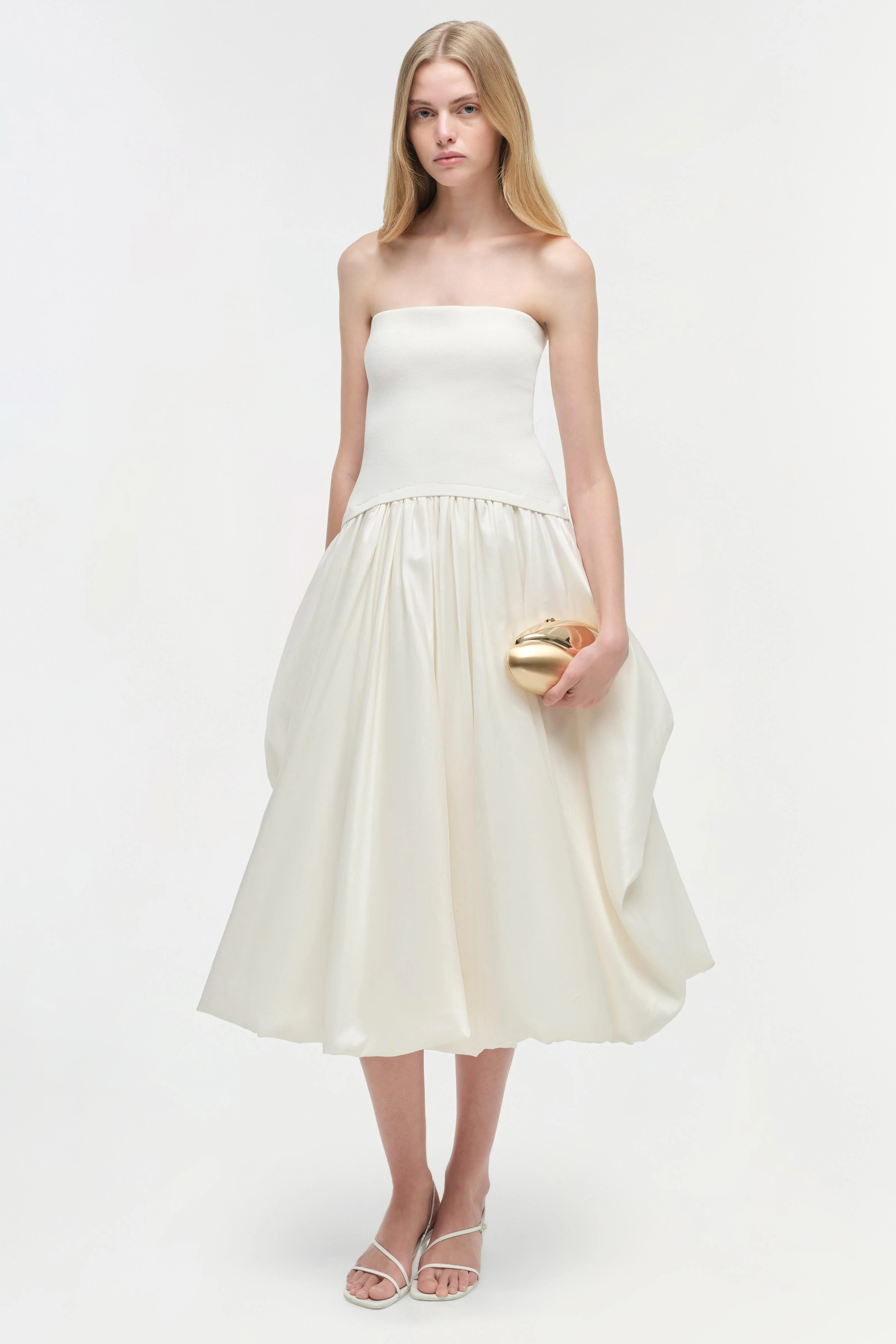 Izzy Strapless Taffeta Midi Dress - Image 2
