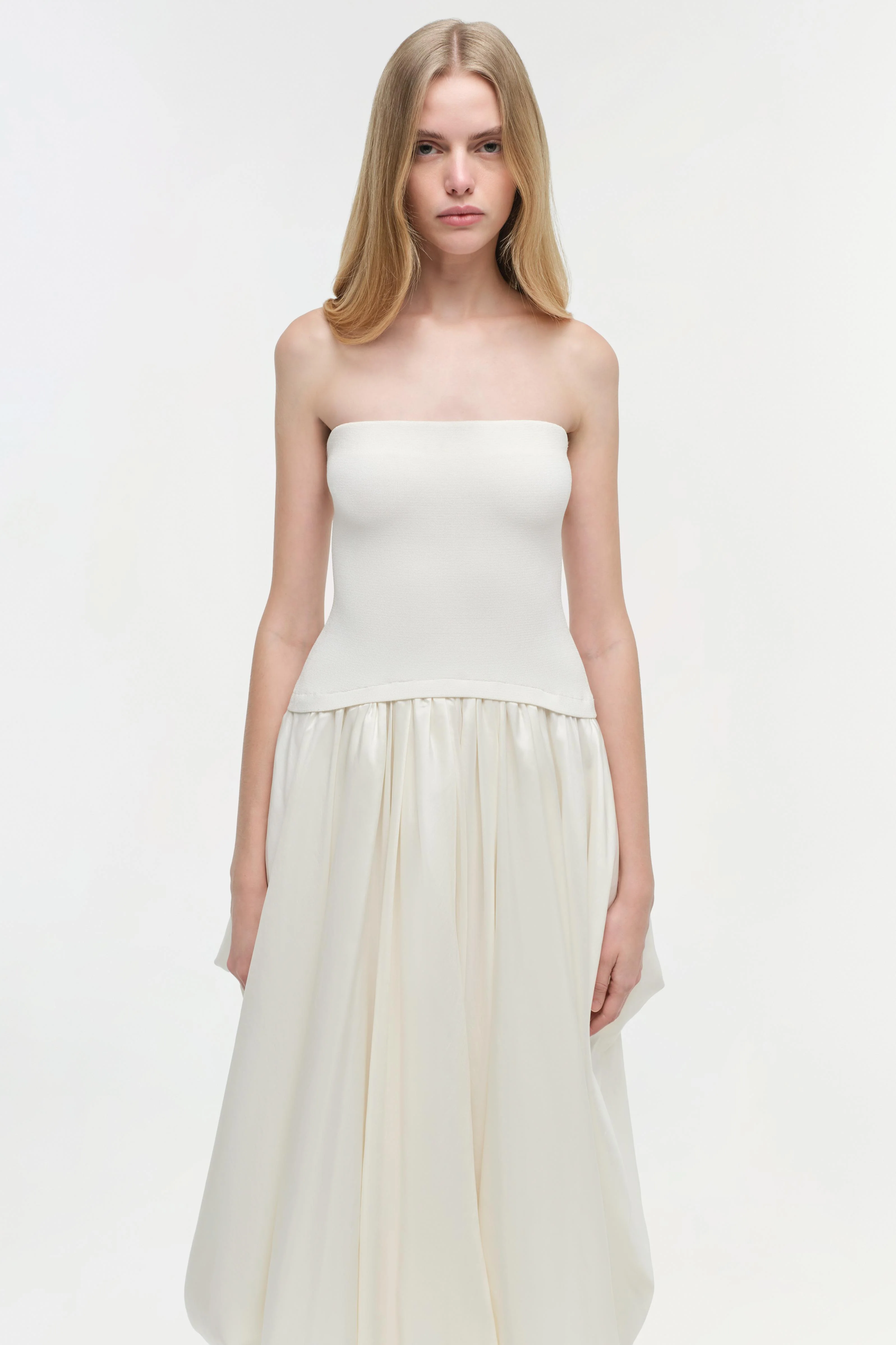 Izzy Strapless Taffeta Midi Dress - Image 3