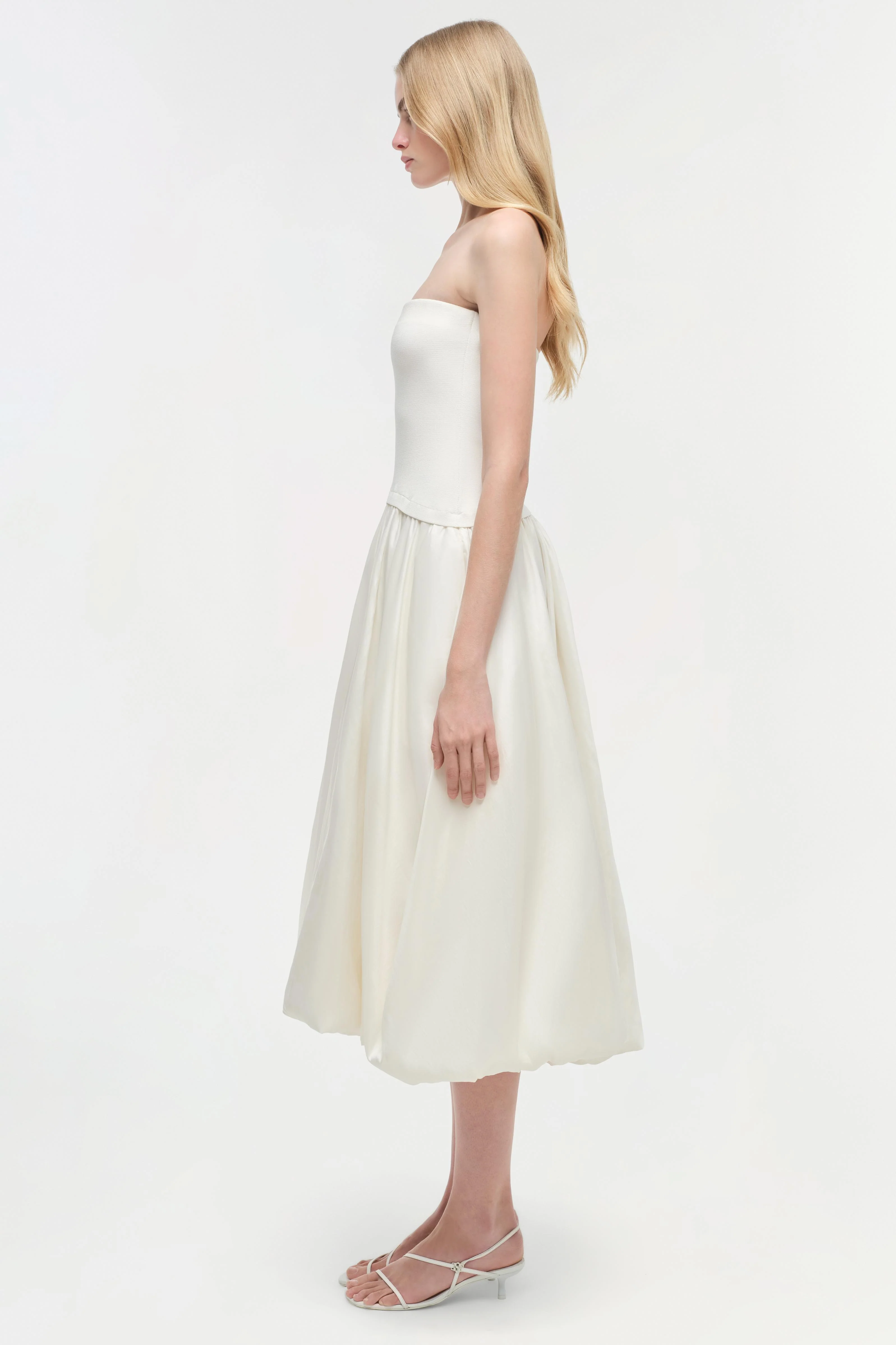 Izzy Strapless Taffeta Midi Dress - Image 4