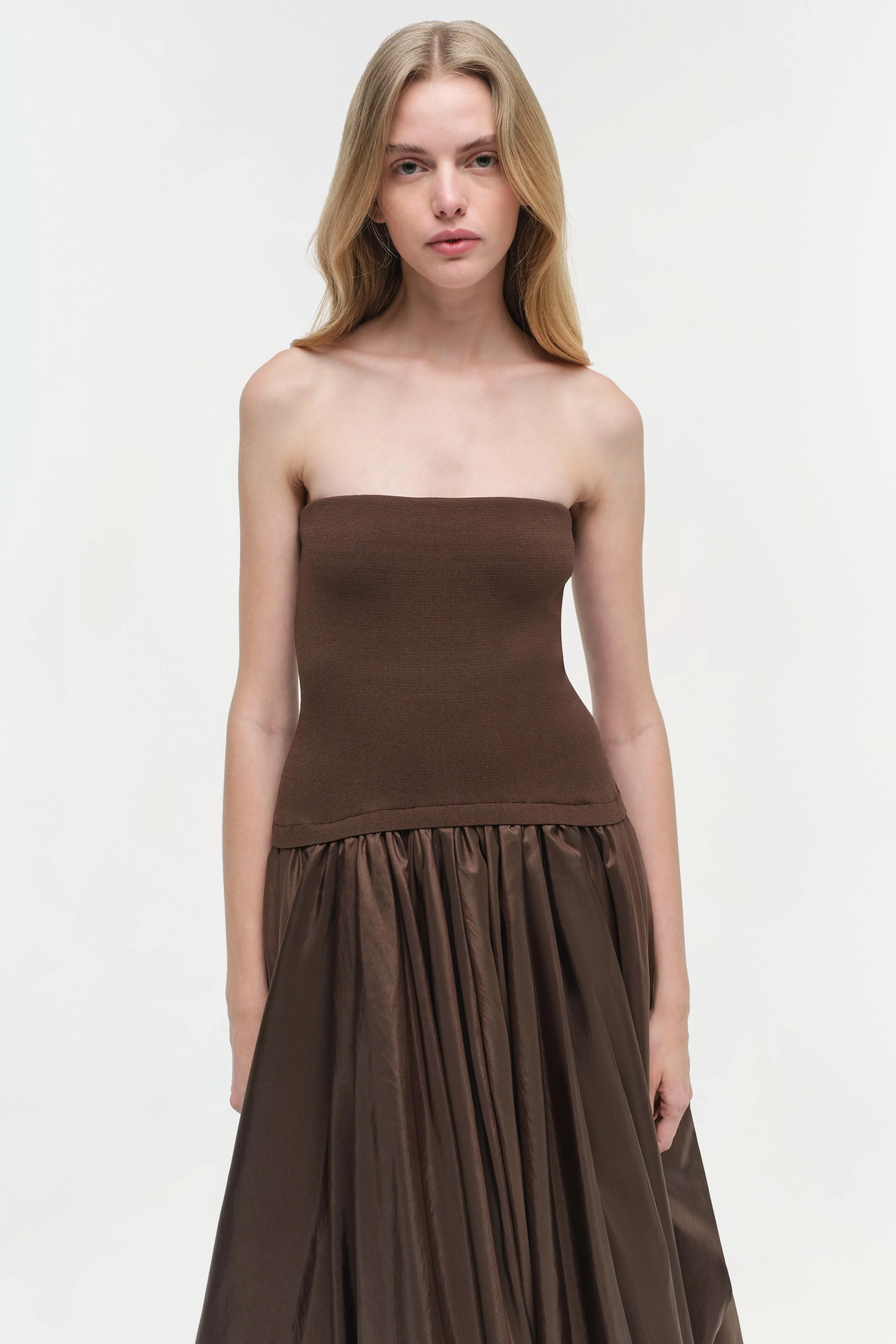 Izzy Strapless Taffeta Midi Dress - Image 3