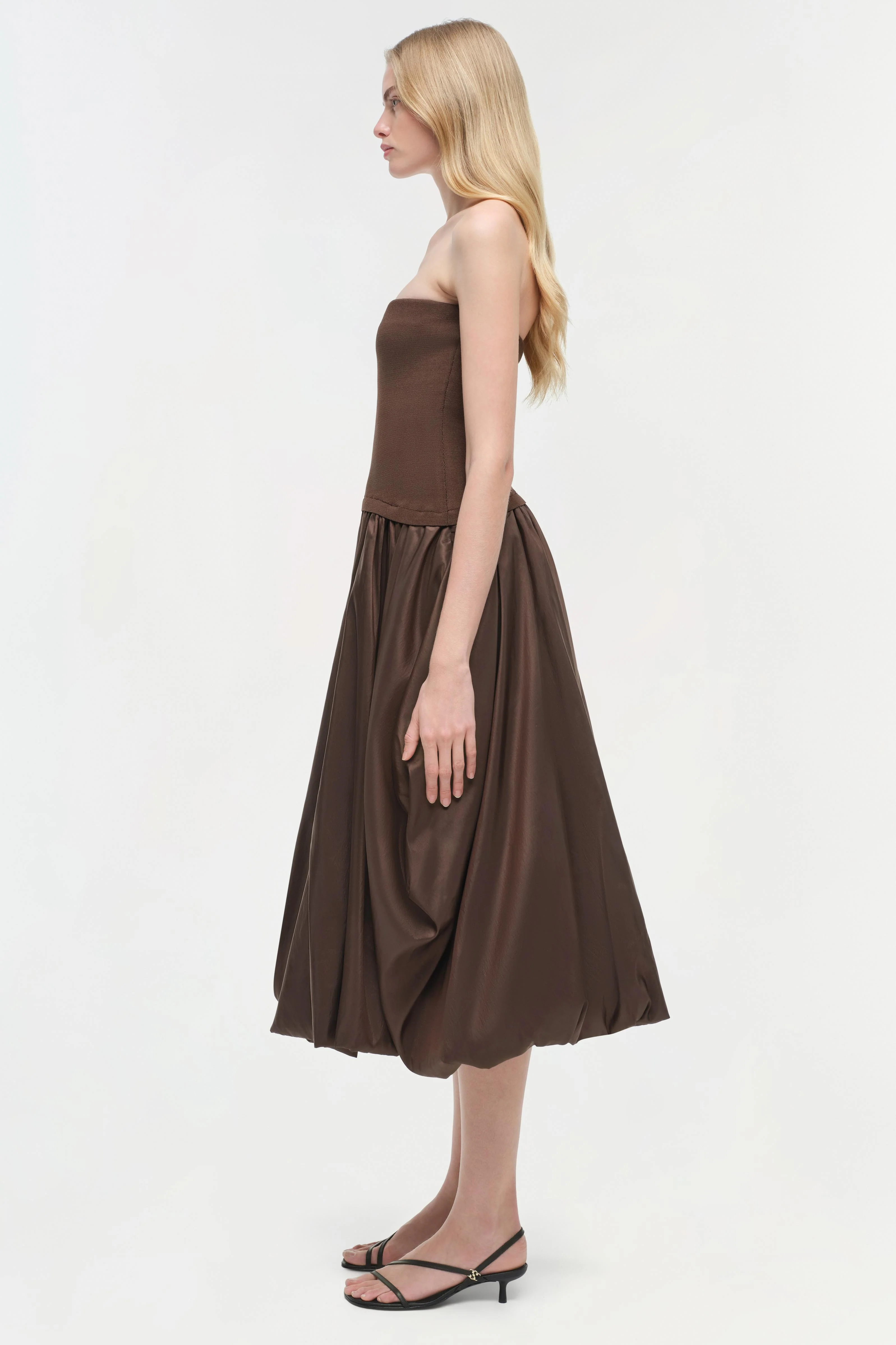 Izzy Strapless Taffeta Midi Dress - Image 4