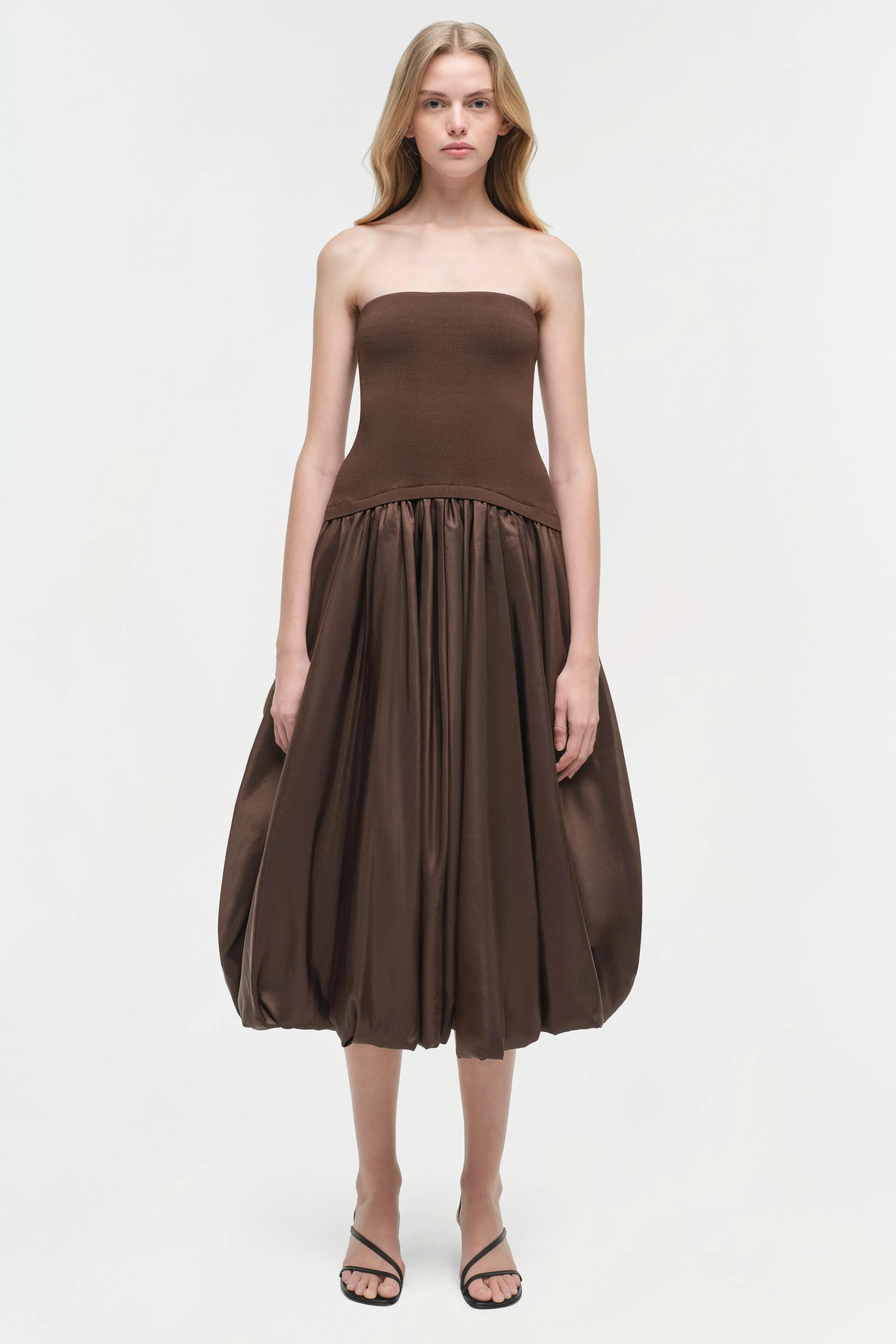 Izzy Strapless Taffeta Midi Dress - Image 6