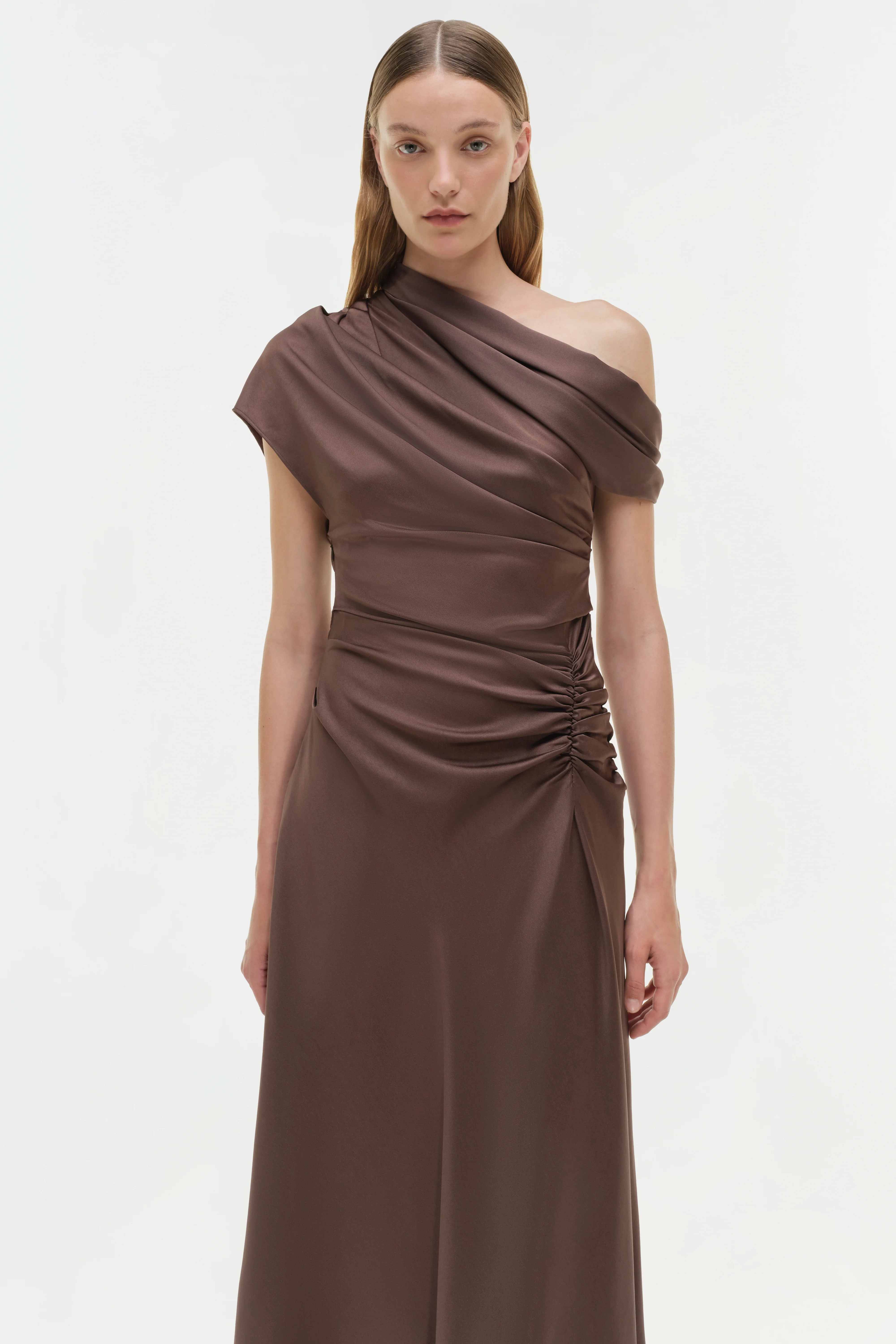 Joanna Satin Midi Dress - Image 3
