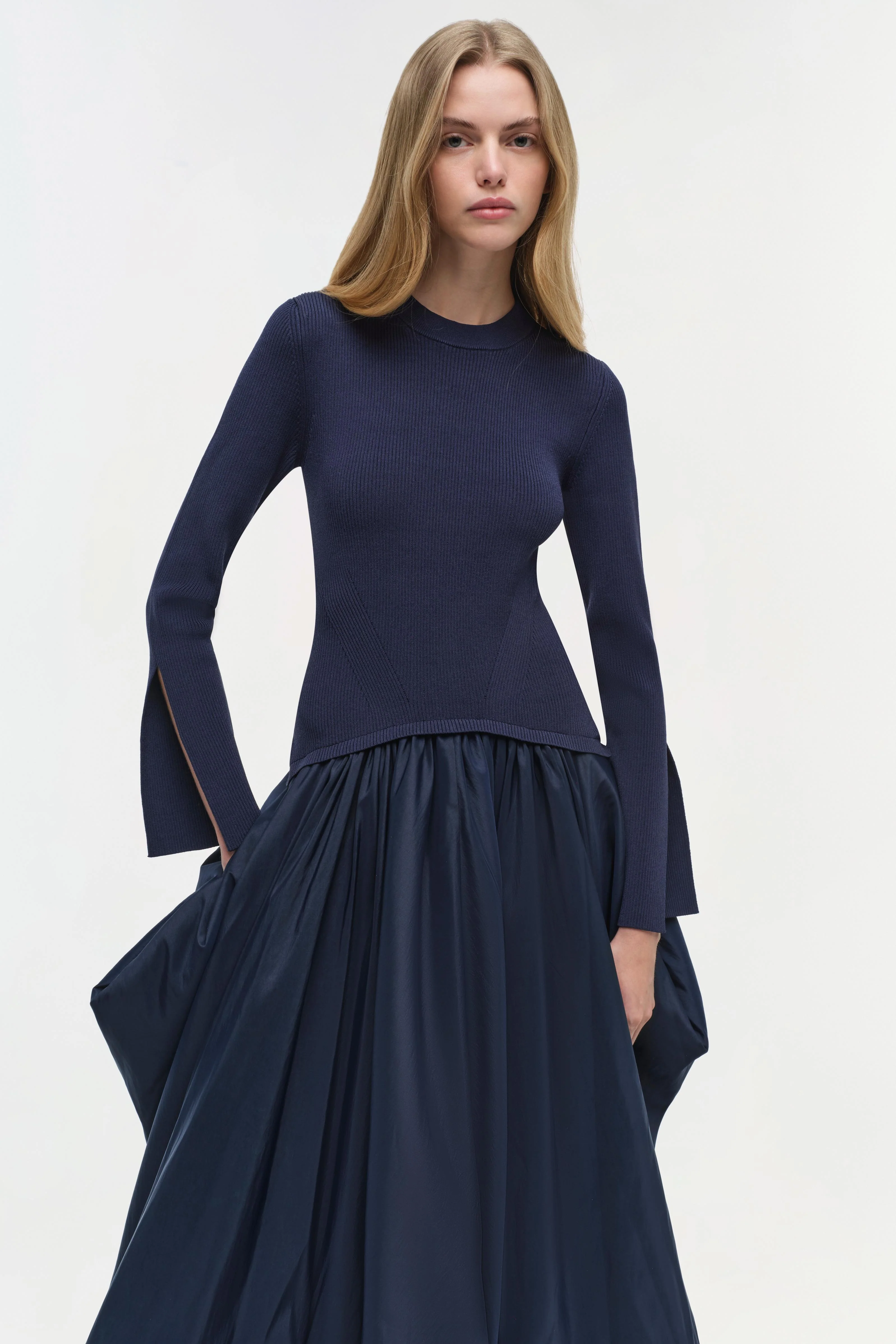 Kenlie Taffeta Knit Midi Dress - Image 3