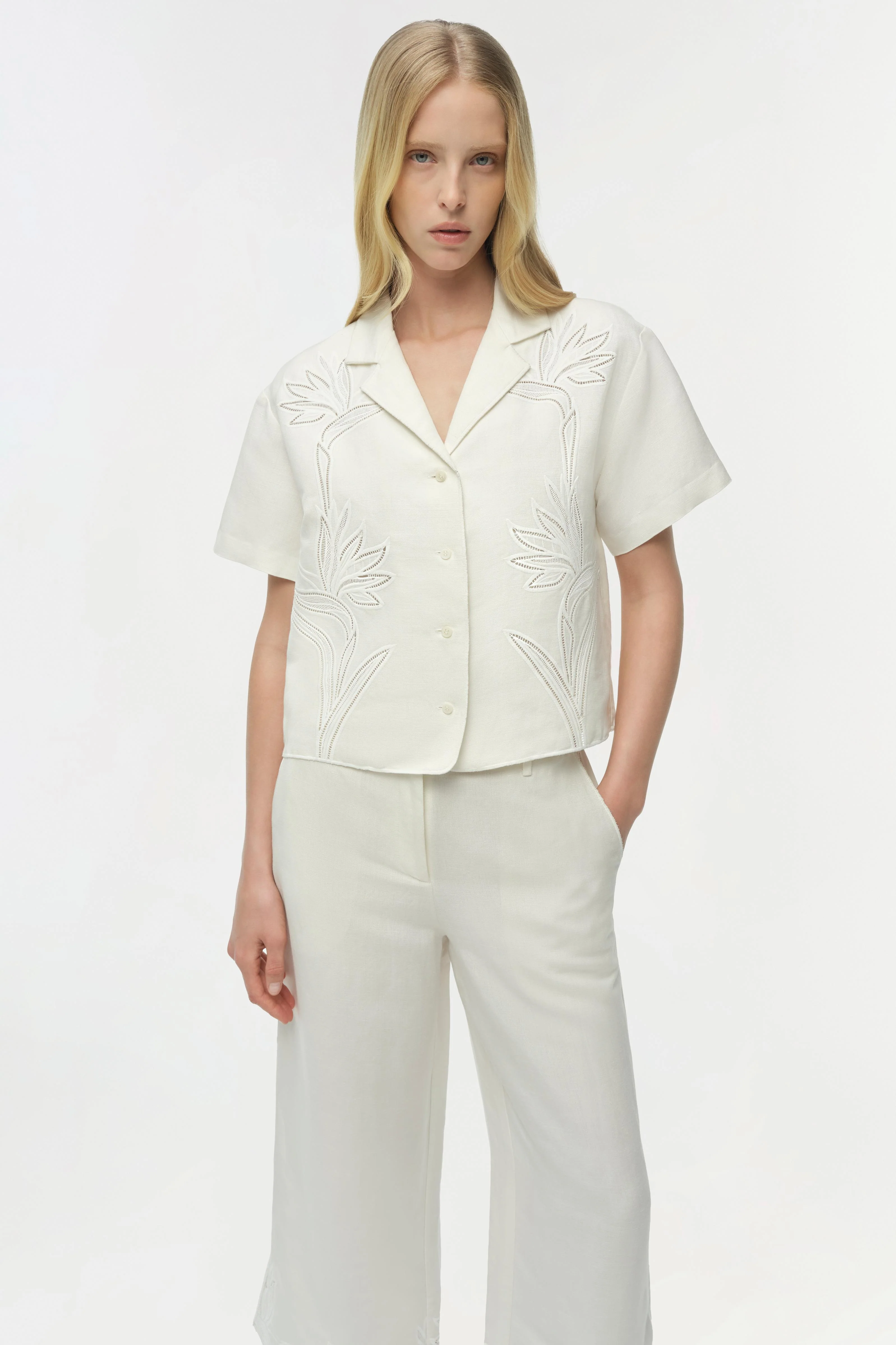 Louisa Embroidered Camp Shirt - Image 3