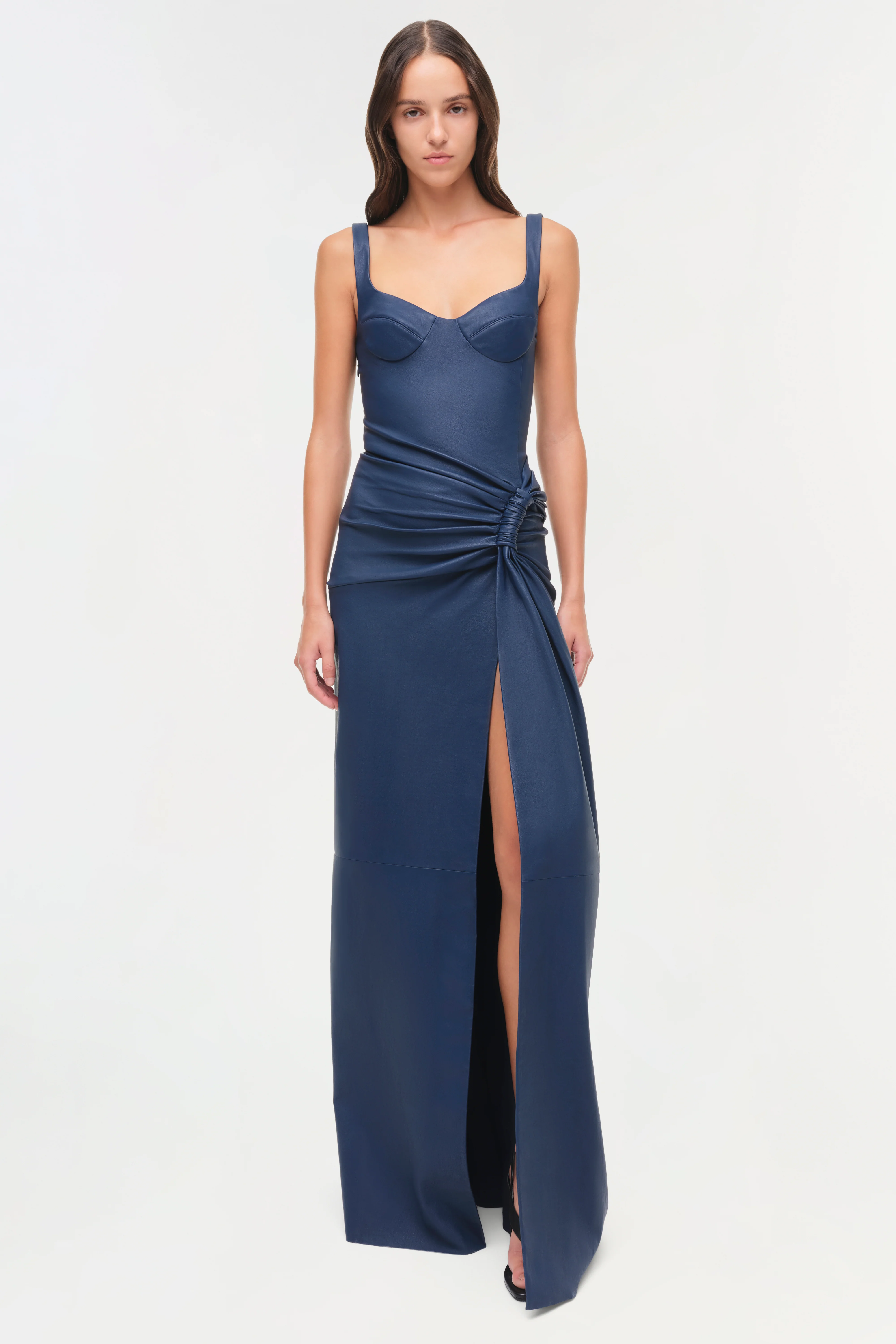 Lyle Draped Leather Dress - Image 3