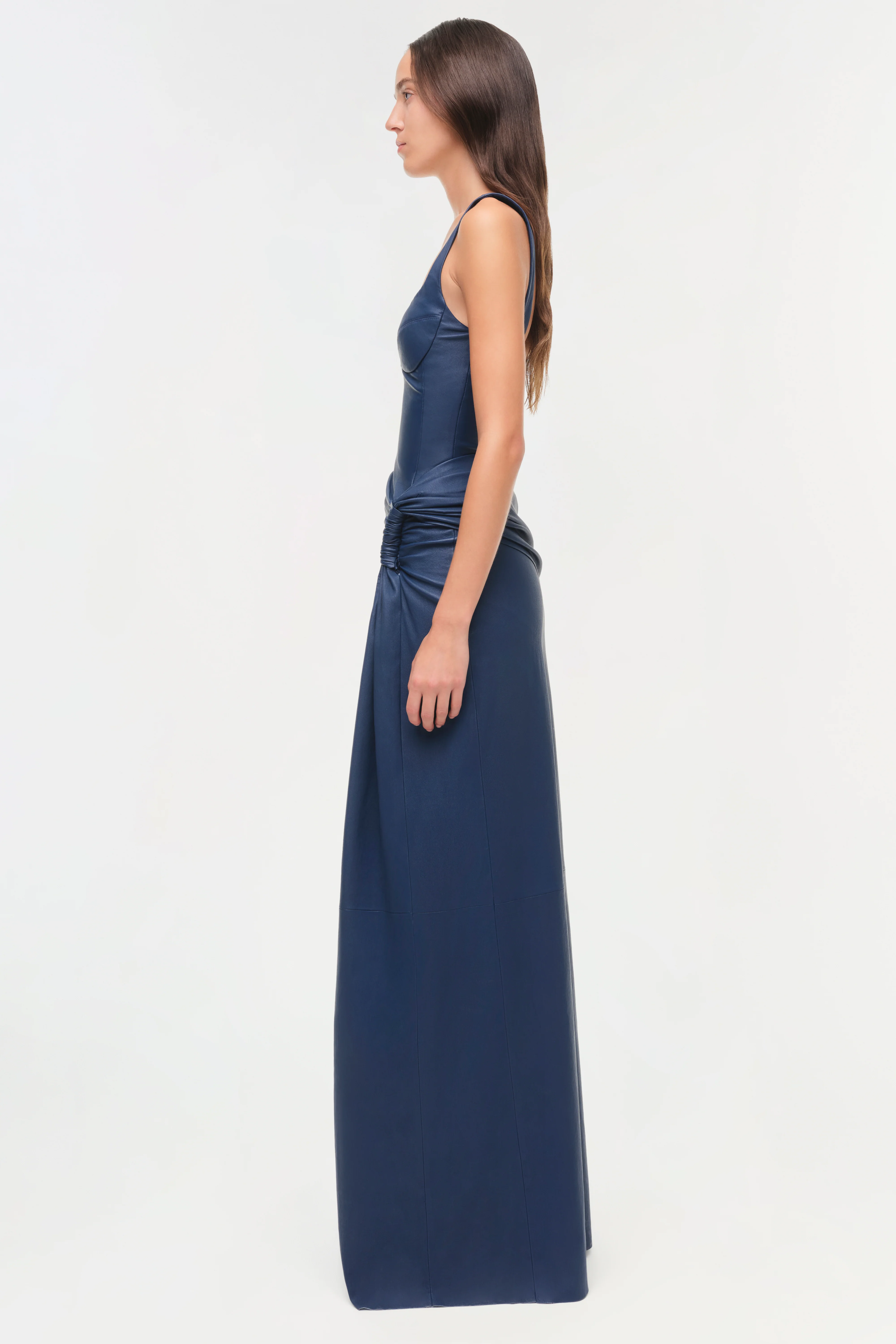 Lyle Draped Leather Dress - Image 5