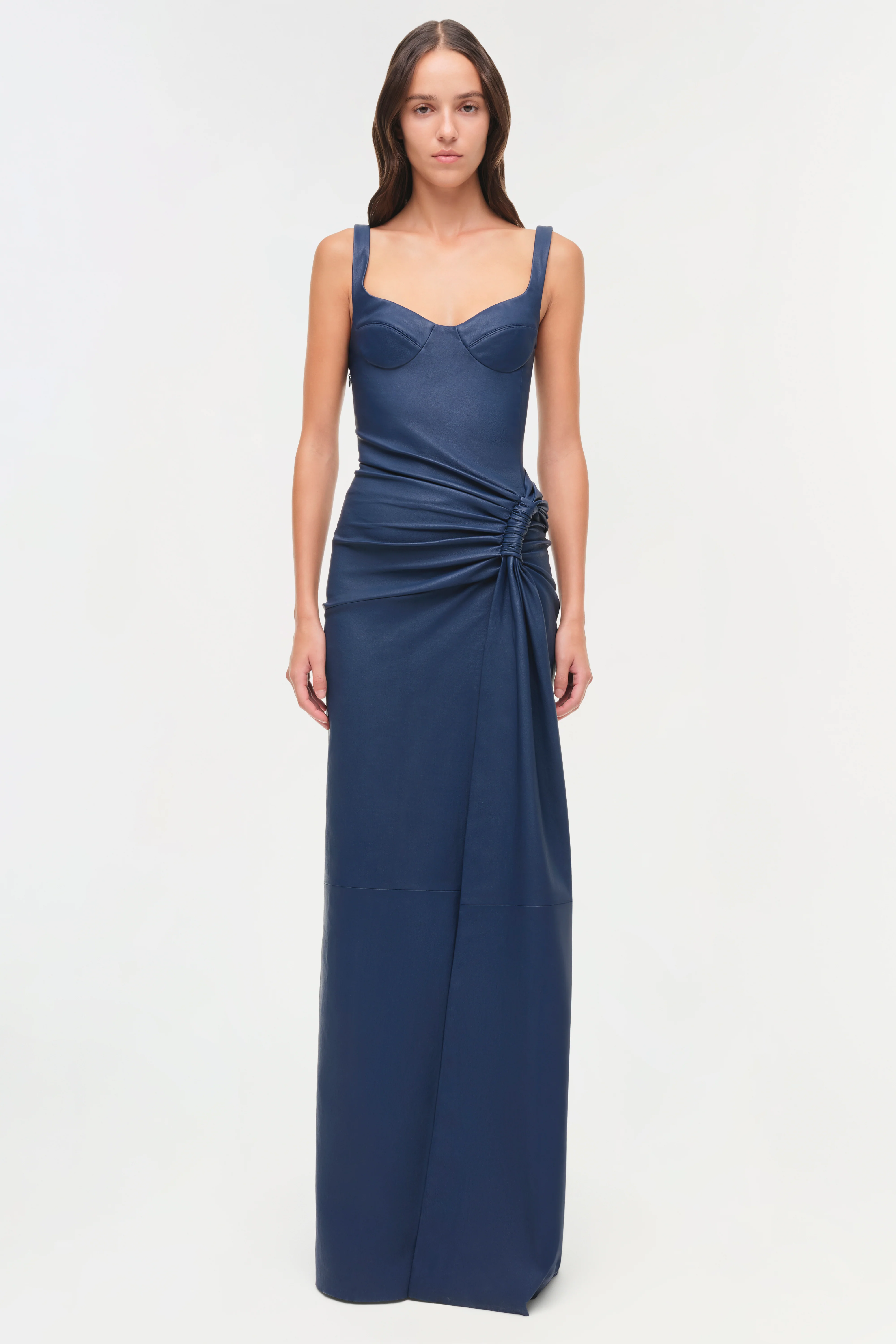 Lyle Draped Leather Dress - Image 7