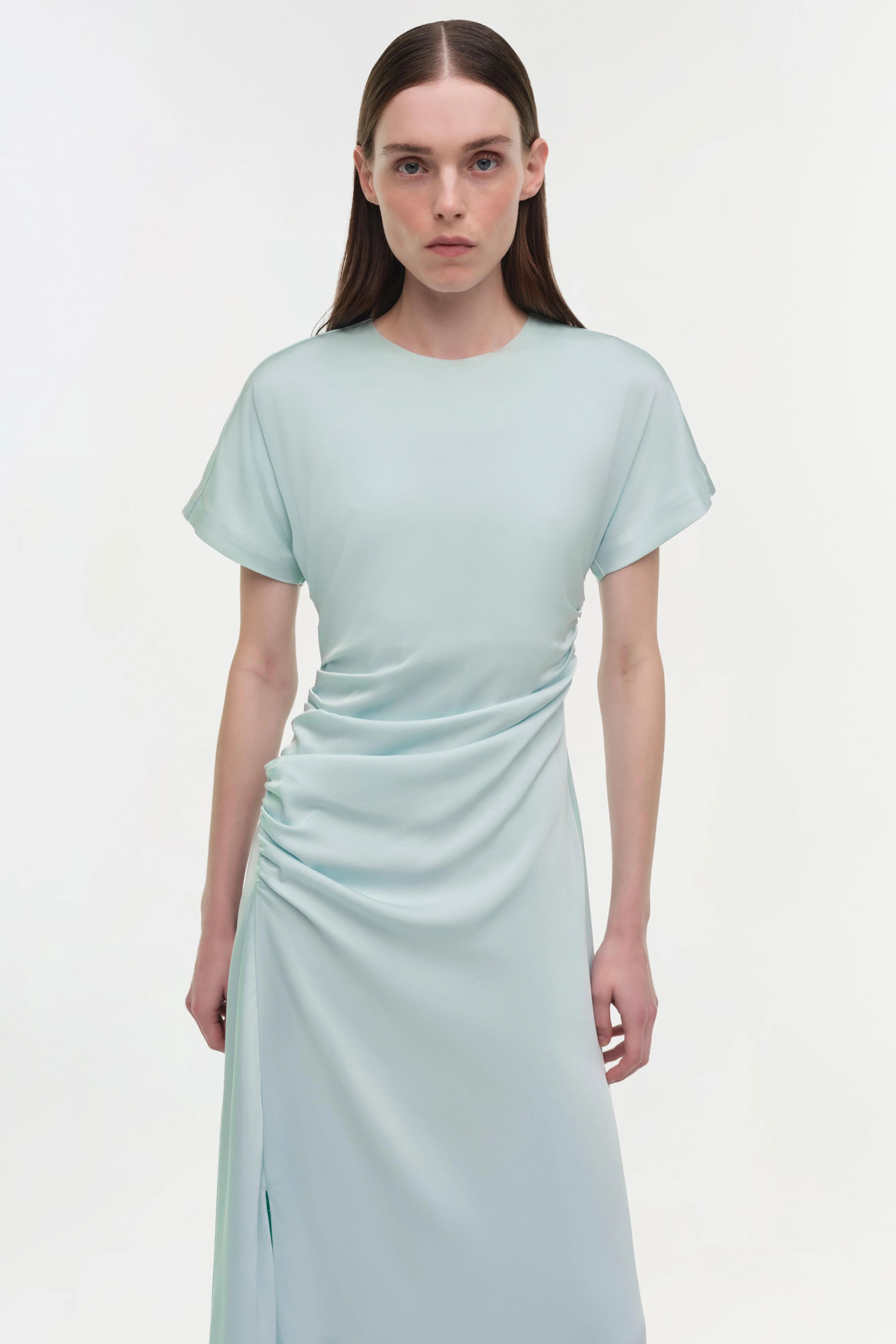 Marabella Draped Satin Midi Dress - Image 3